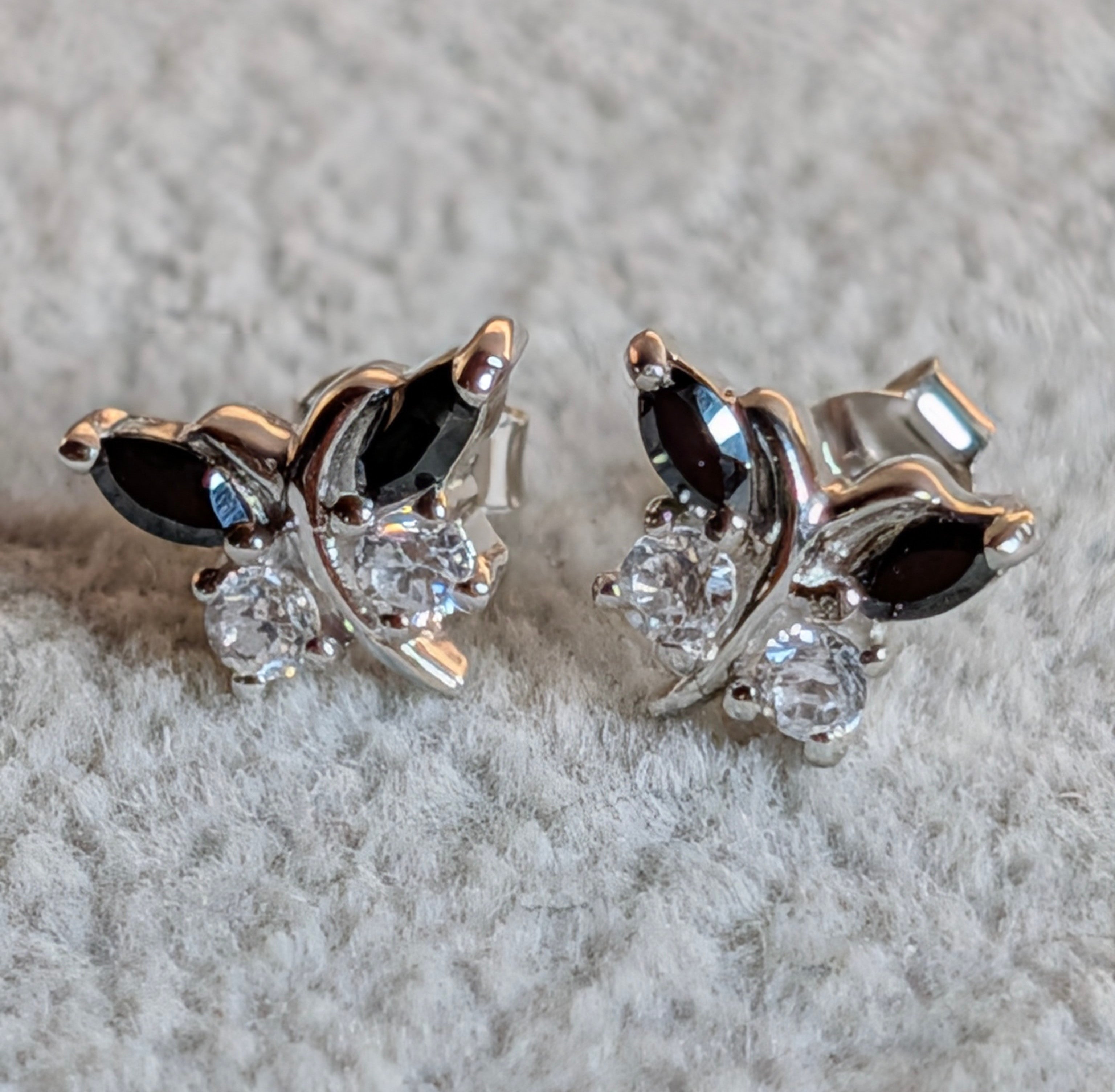 Sterling Silver Marquis CZ Butterfly Earrings & Necklace Jewelry Set