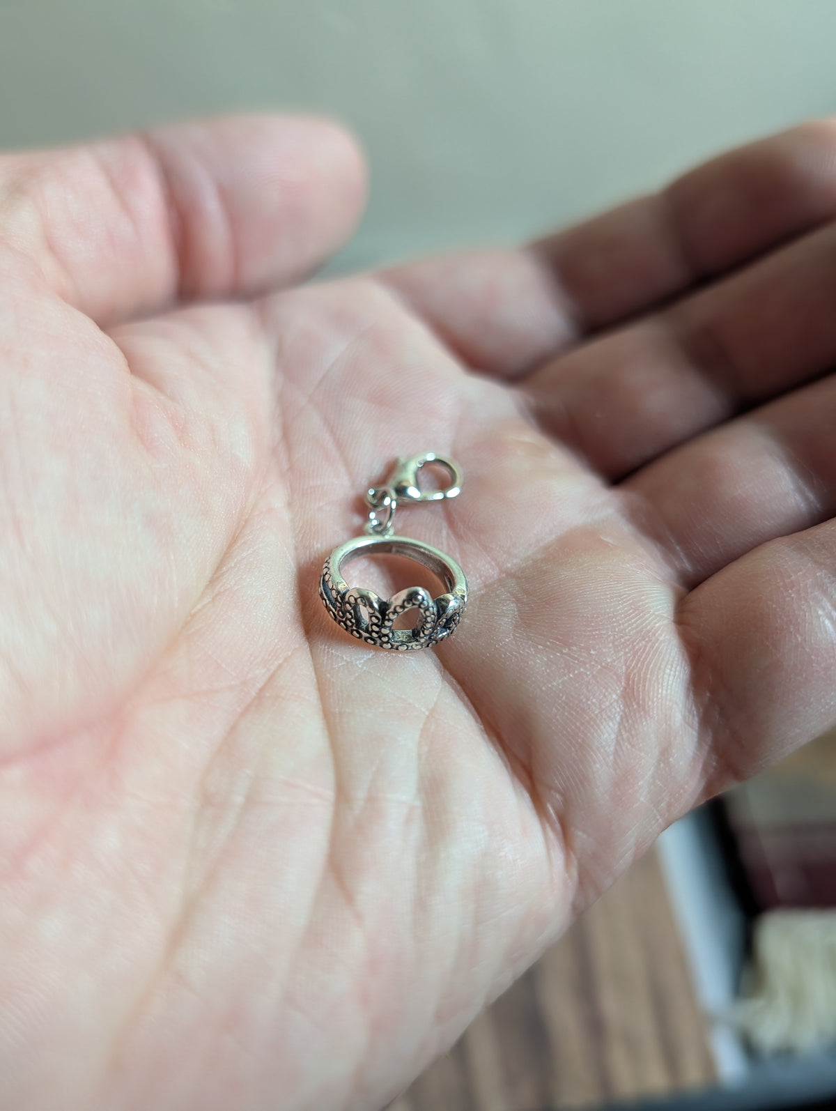 Handcrafted Small Princess Crown Charm Sterling Silver Variant 2