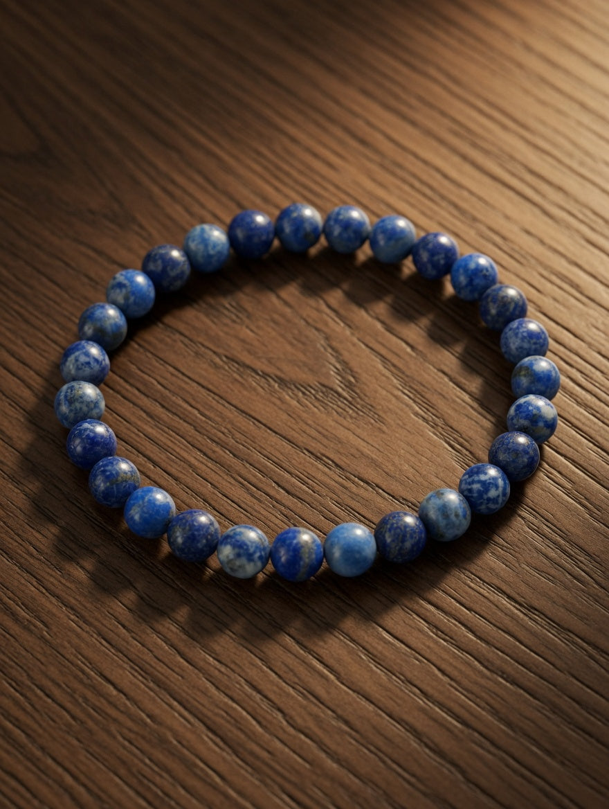 Lapis Beaded Stretch Bracelet 7mm