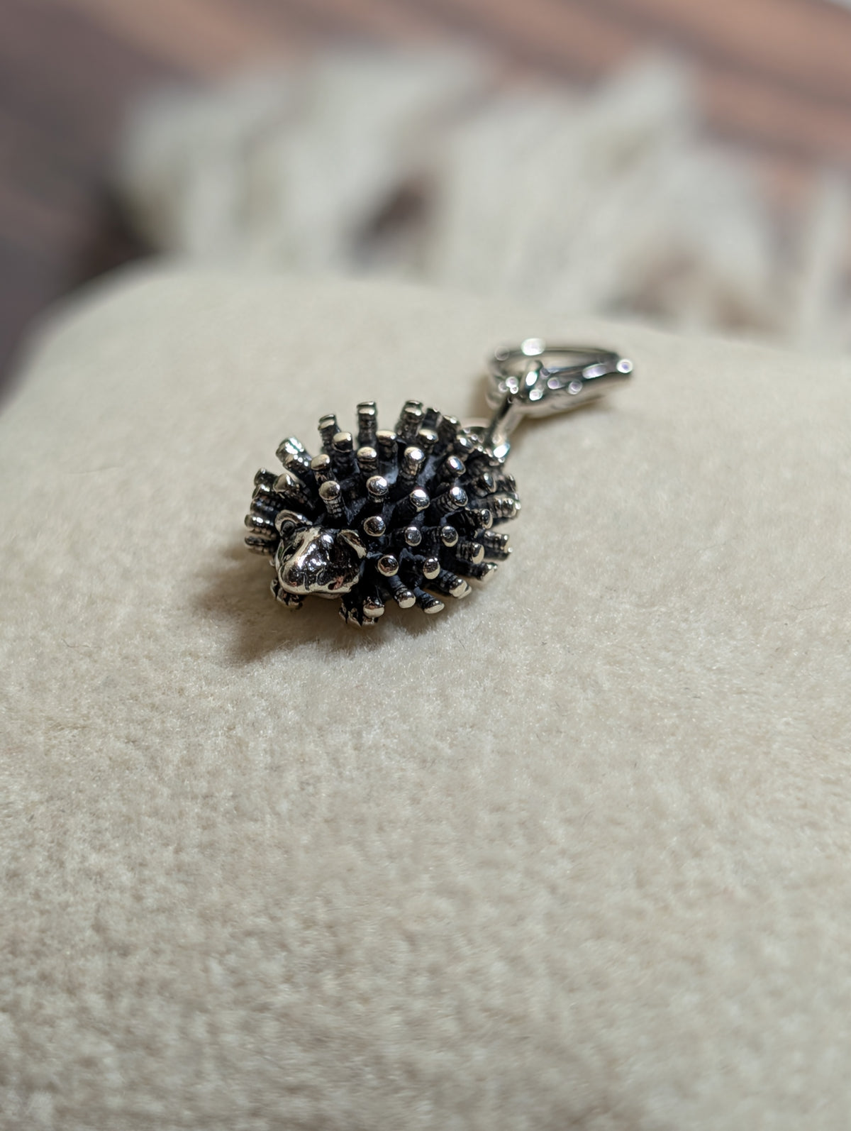Handcrafted Small Hedgehog Charm Sterling Silver