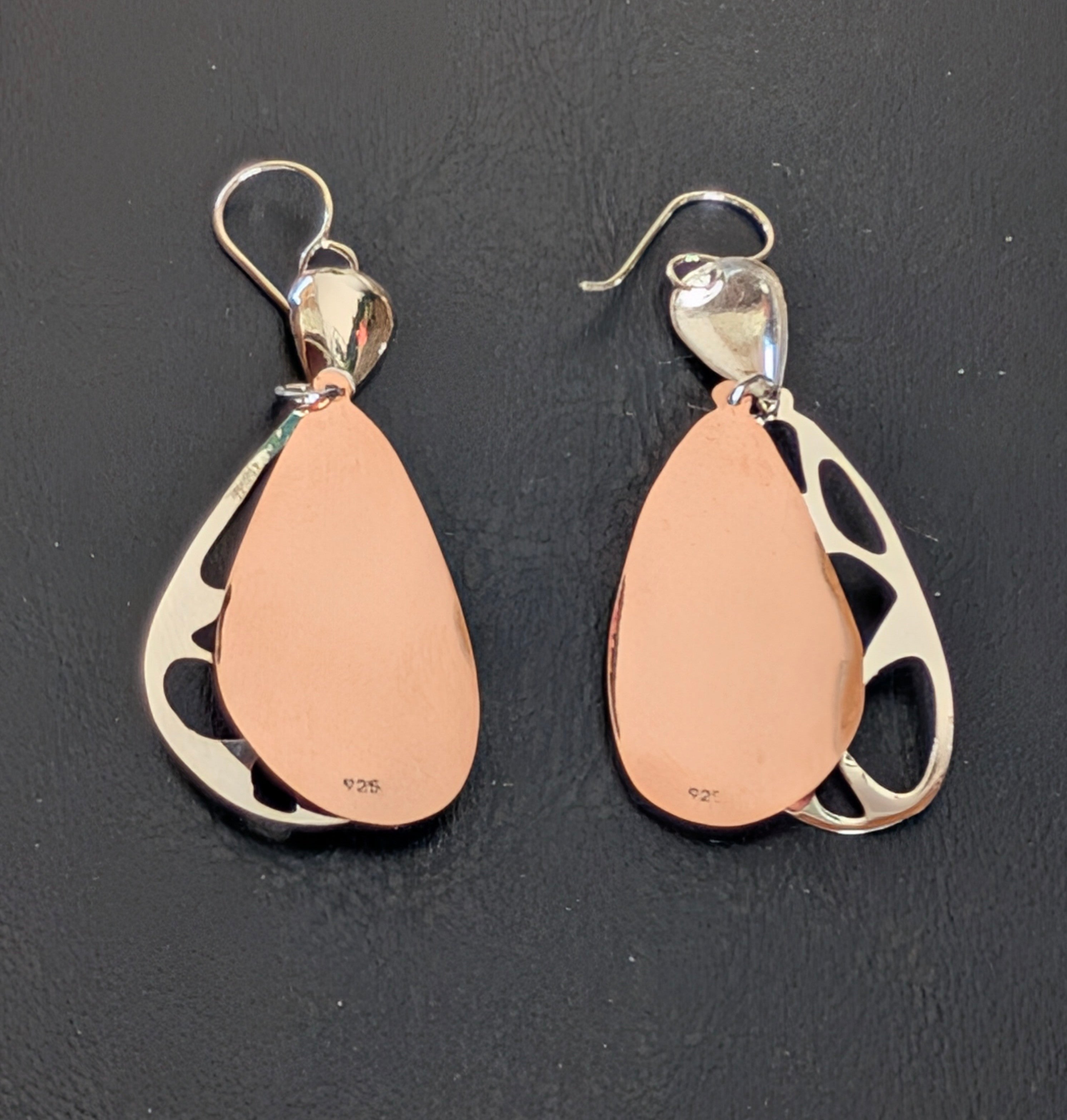 Sterling Silver & Copper Brushed Over Butterfly Wing Earrings