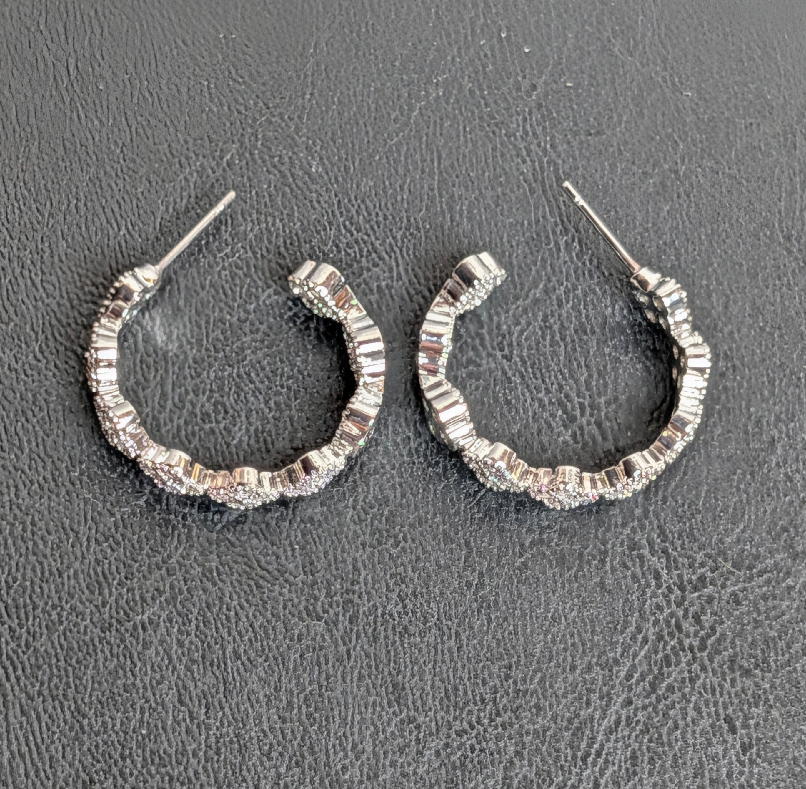 Silver Plated CZ Small Clover Hoop Earrings