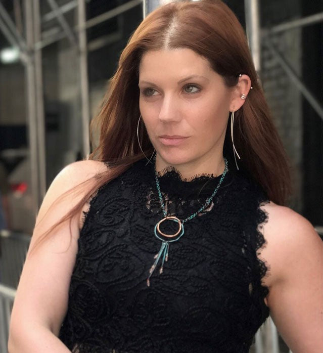 Amethyst Riviera Sterling Oxidized Lacquer Copper & Turquoise Necklace 20"