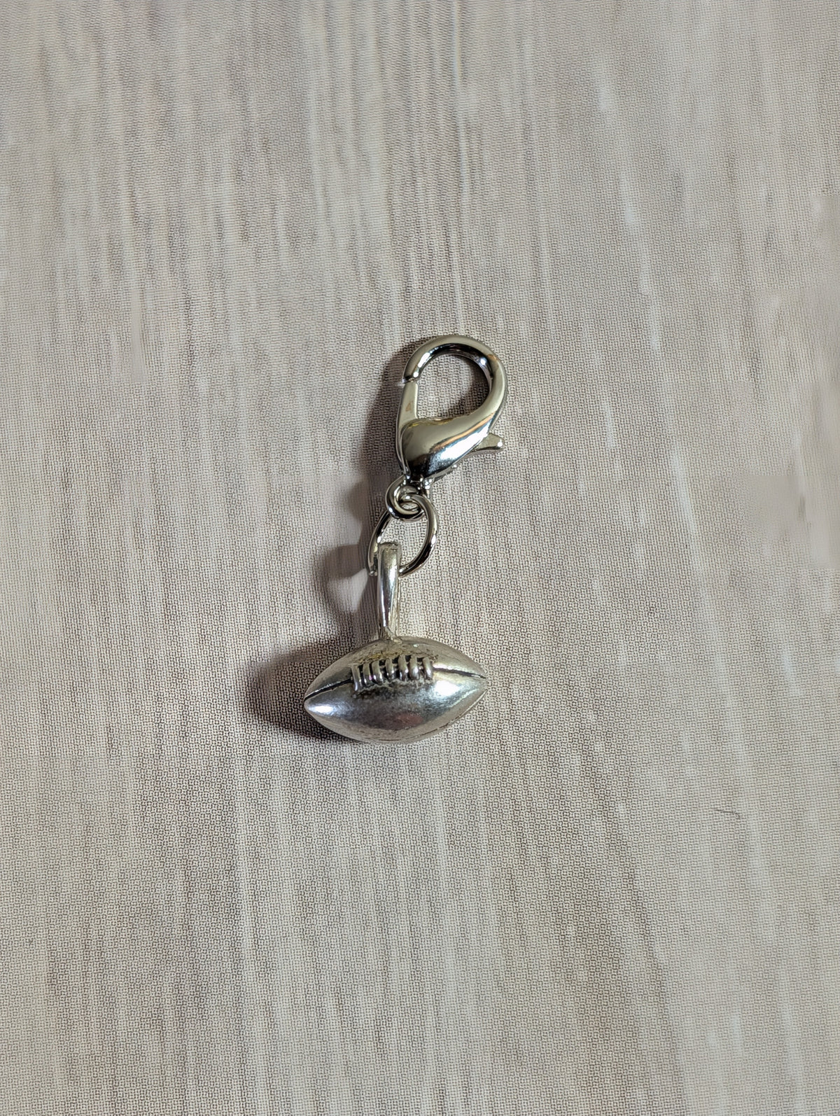 Handcrafted Small Football Charm Sterling Silver