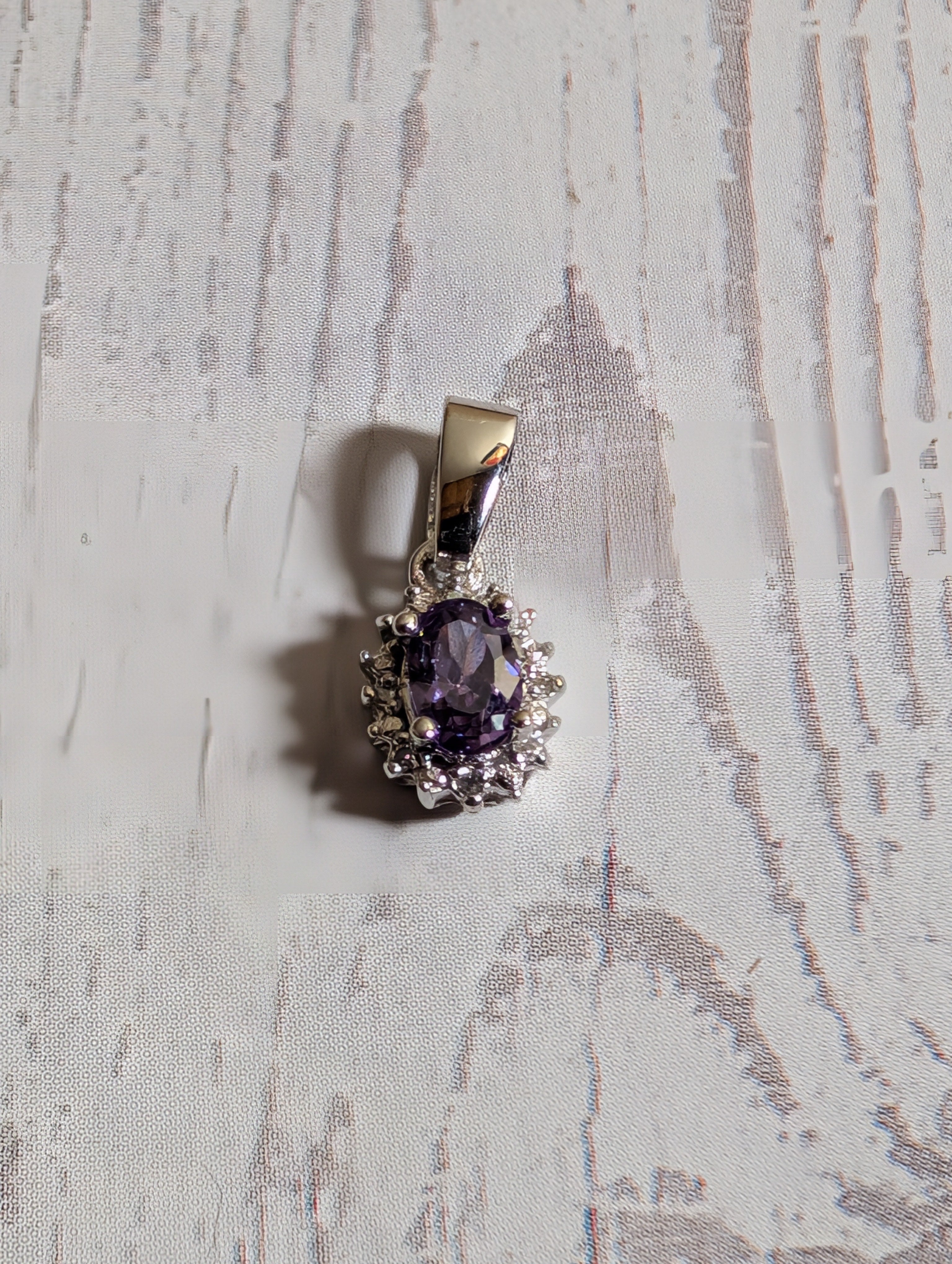 Amethyst Gemstone CZ Sterling Silver Pendant & Earrings Jewelry Set