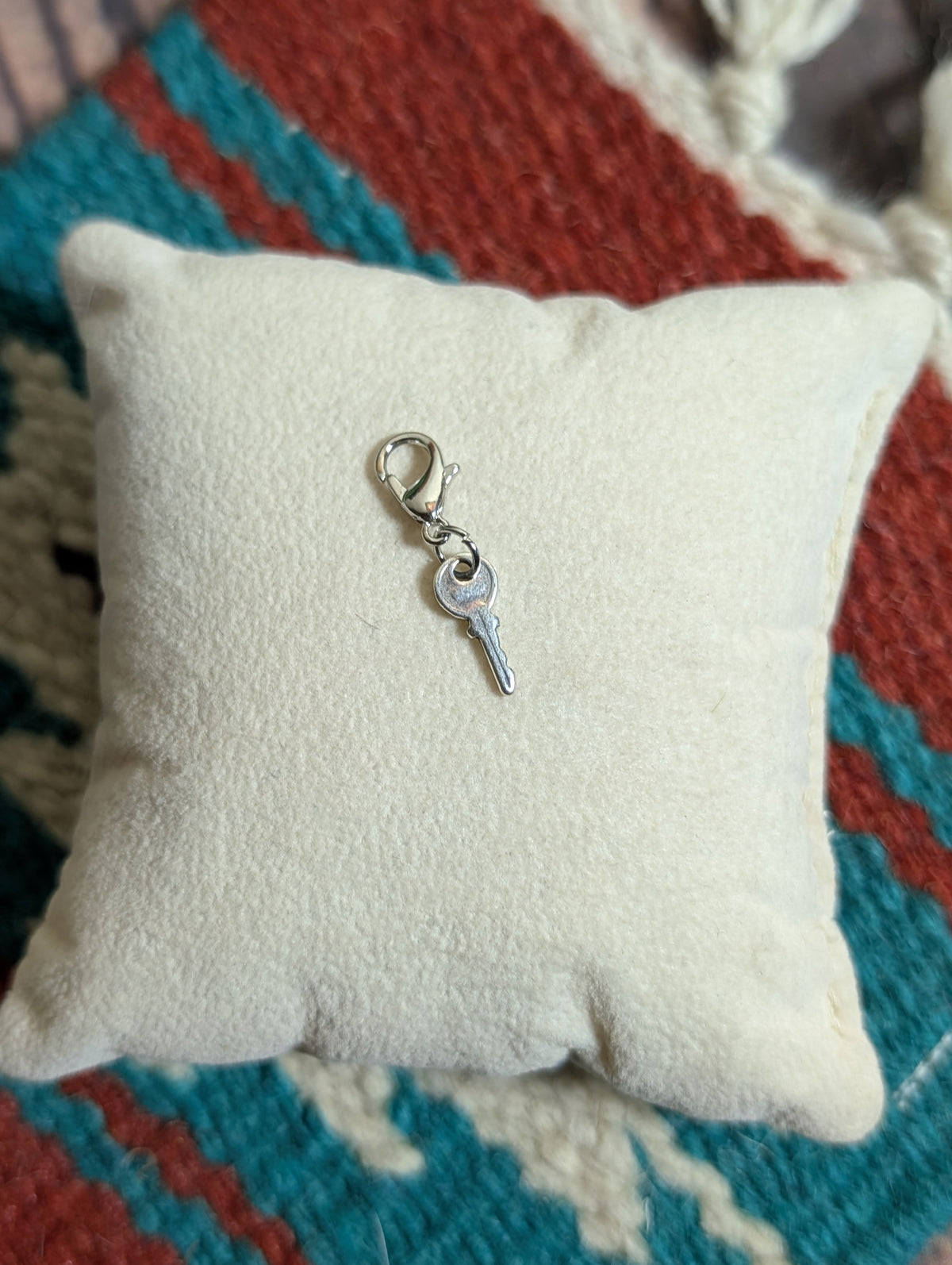 Handcrafted Small Key Charm Sterling Silver