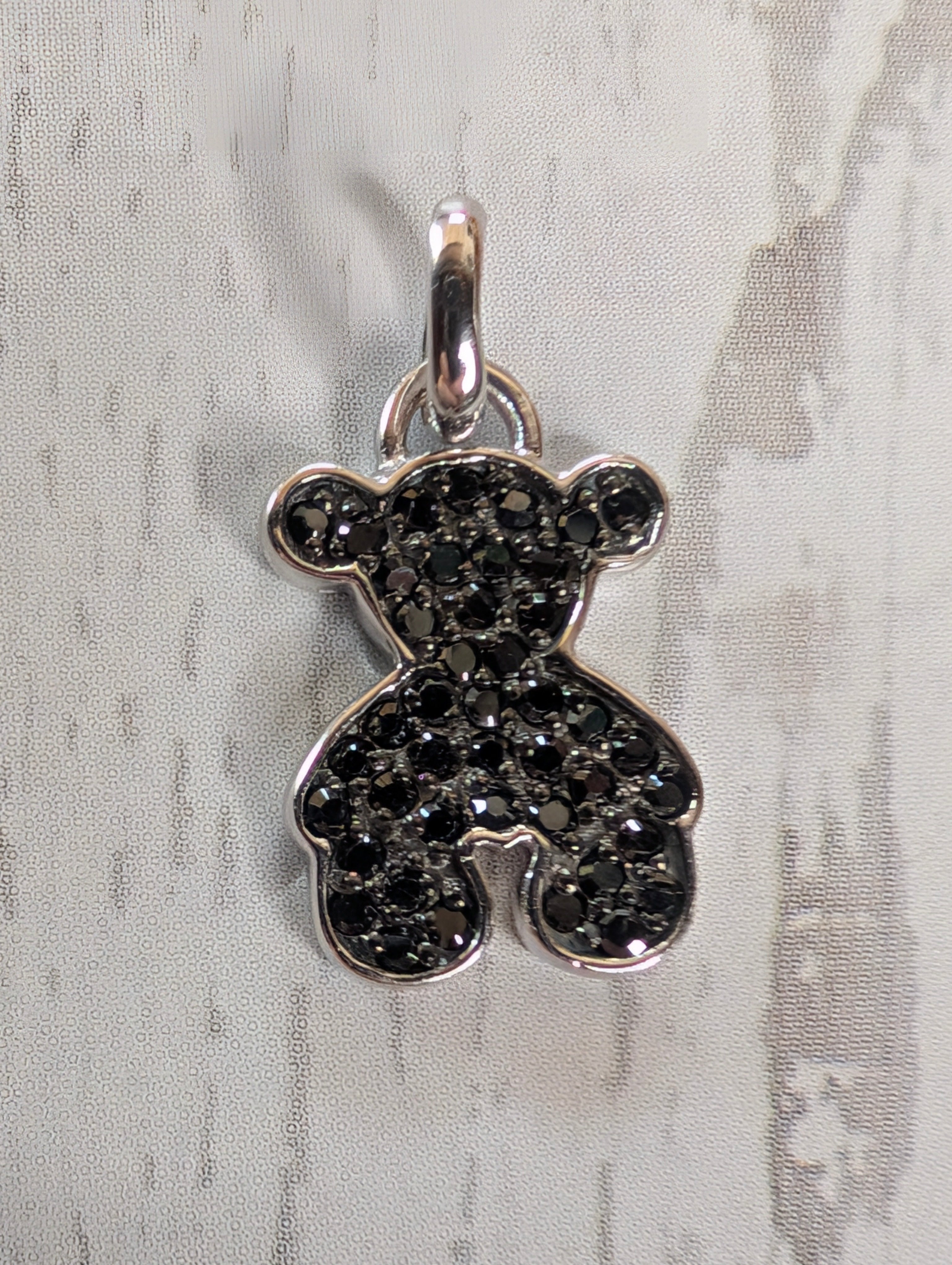 Sterling Silver Black CZ Bear Shaped Earrings & Pendant Jewelry Set