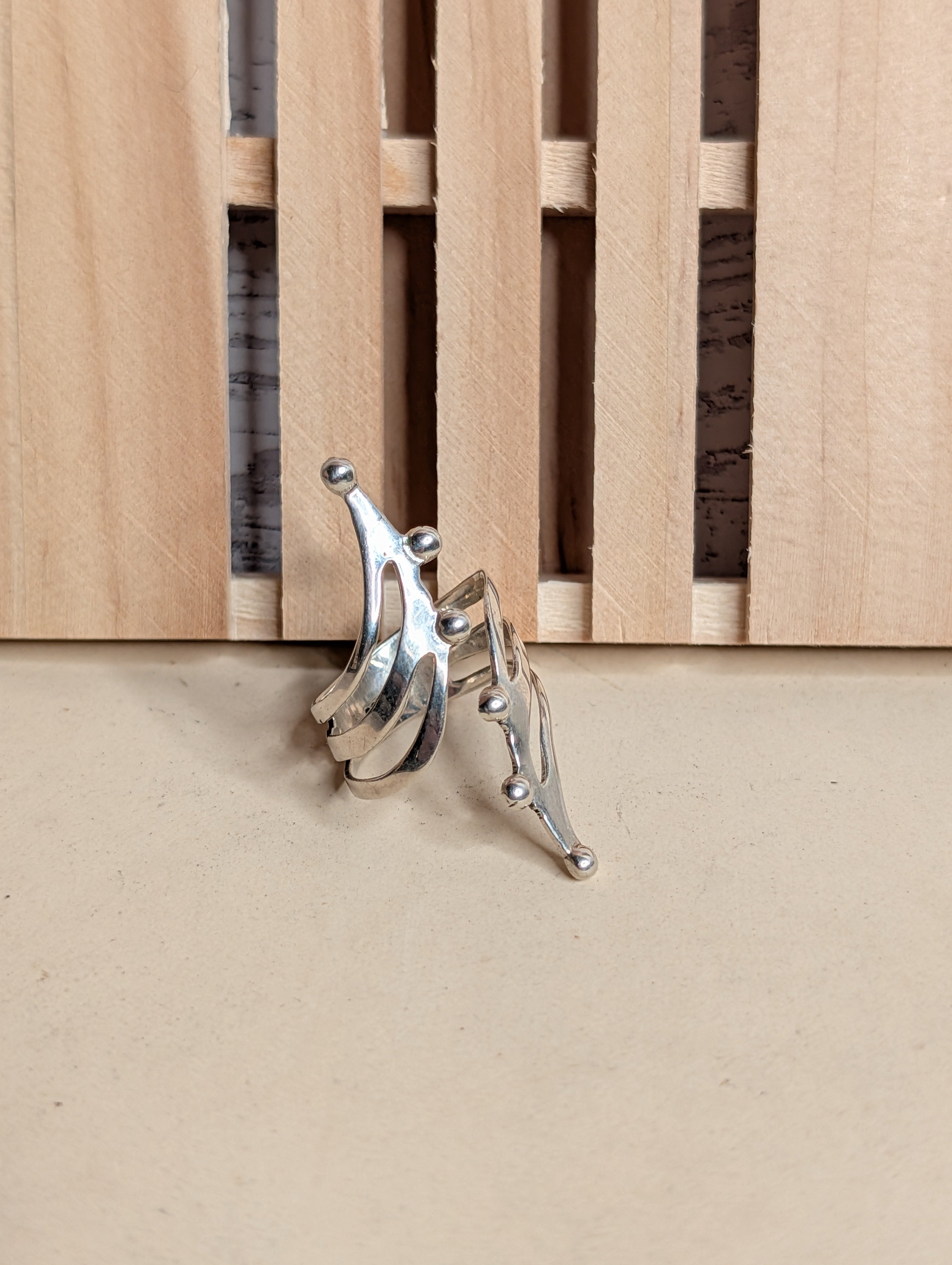Sterling Silver Abstract Sculptural Adjustable Statement Ring