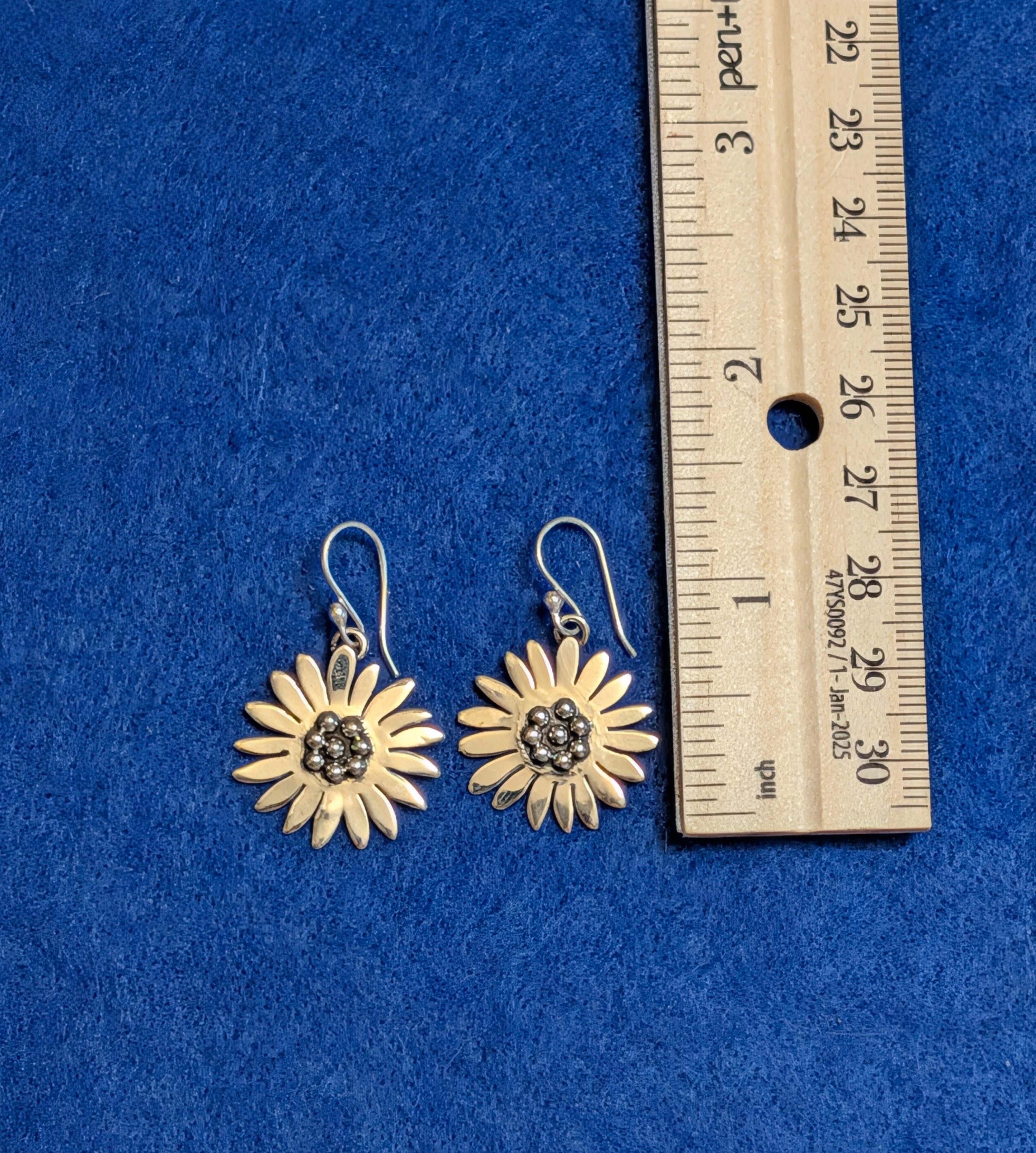 Sterling Silver Sunflower Hook Earrings