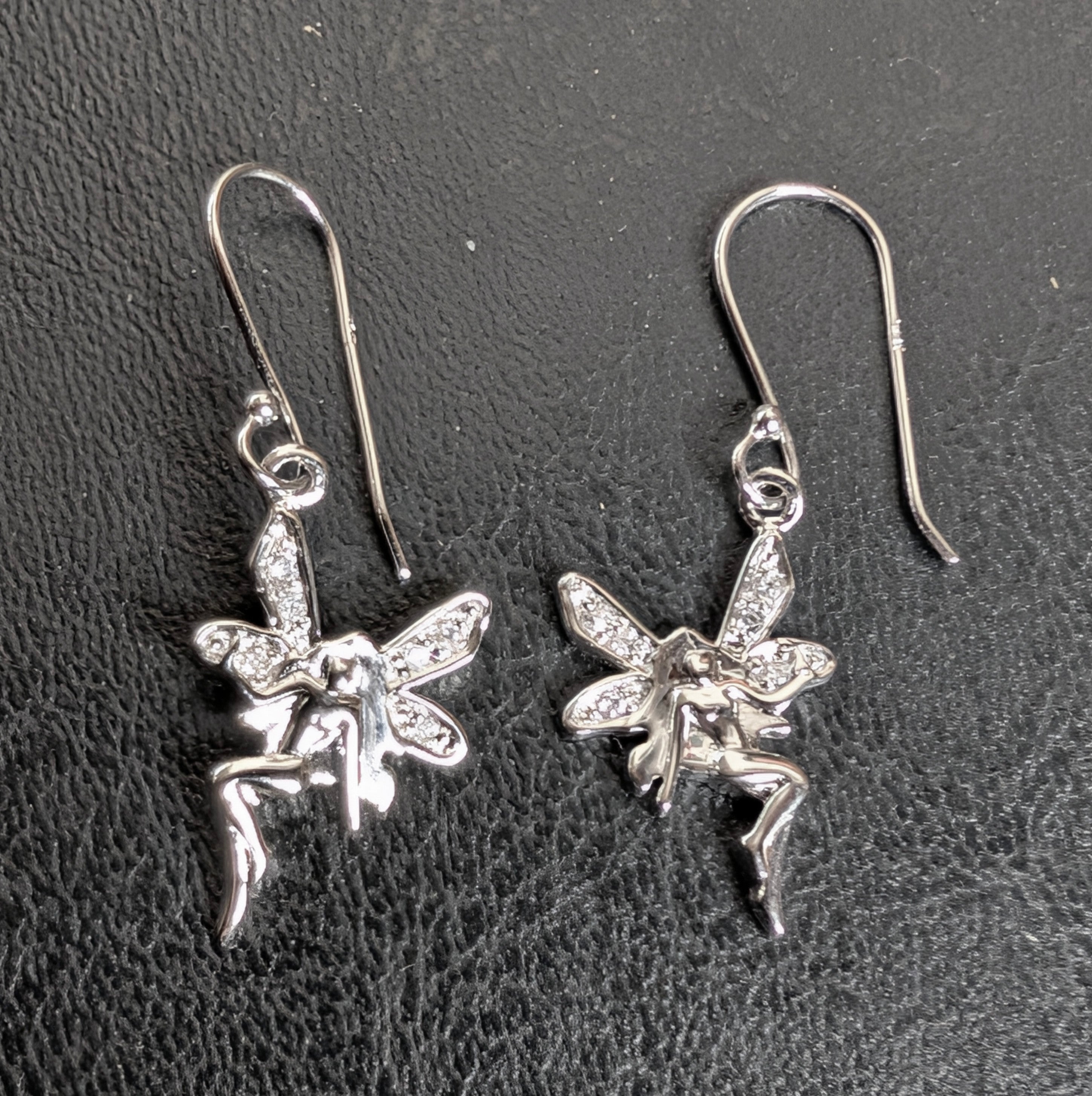Sterling Silver & CZ Fairy Woman Wire Earrings