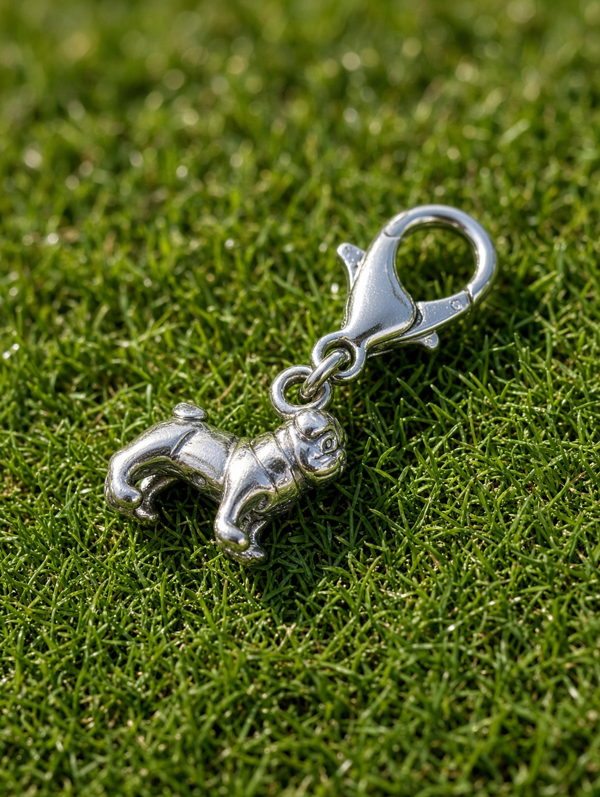 Handcrafted Mini Pug Dog Charm Sterling Silver