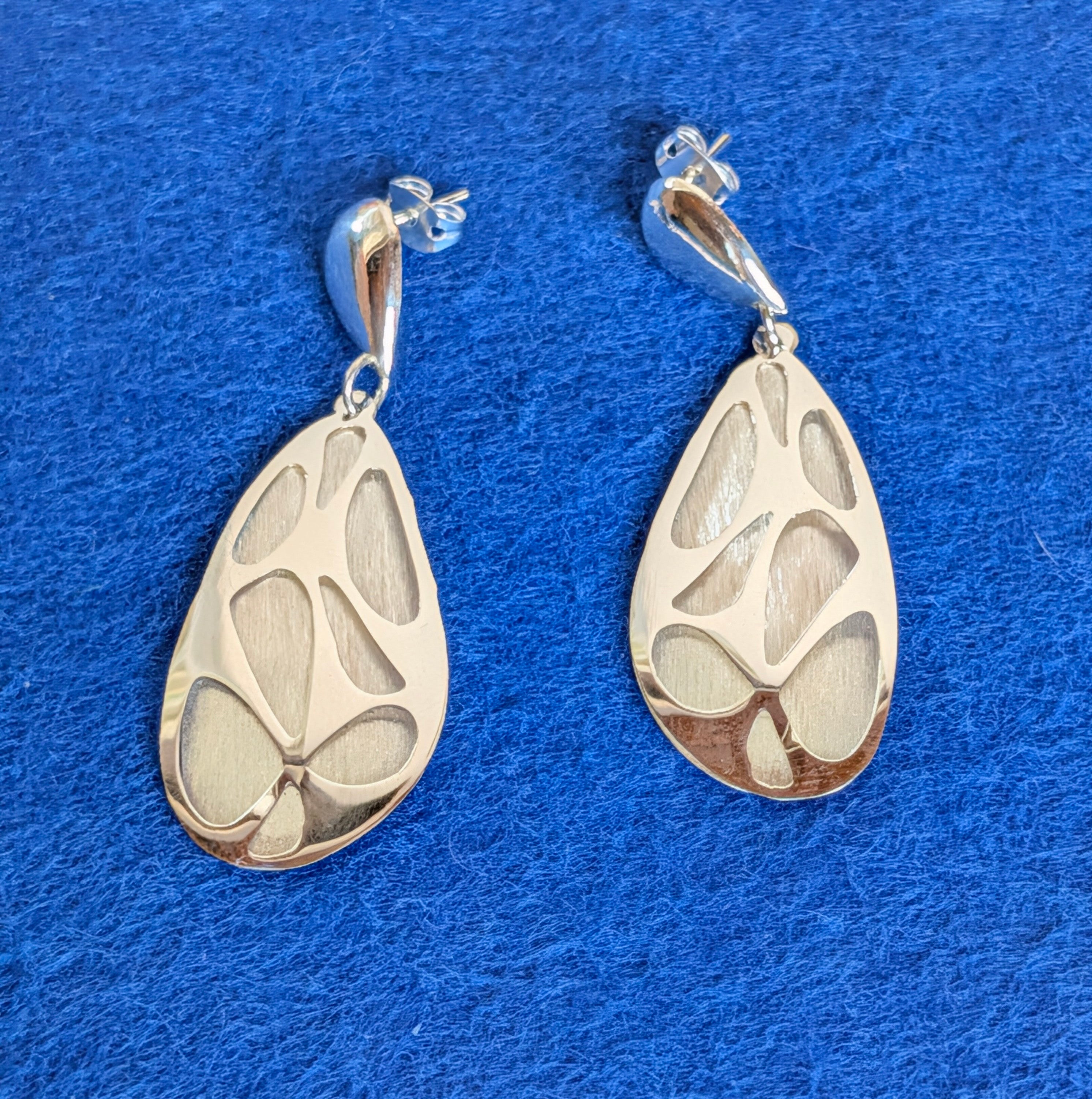 Sterling Silver Brushed Over Butterfly Wing Earrings