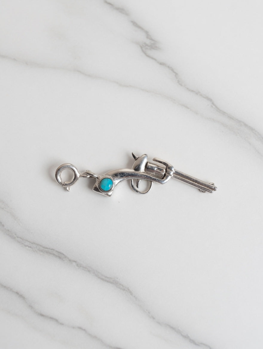 Sterling Silver Gun Charm With Turquoise