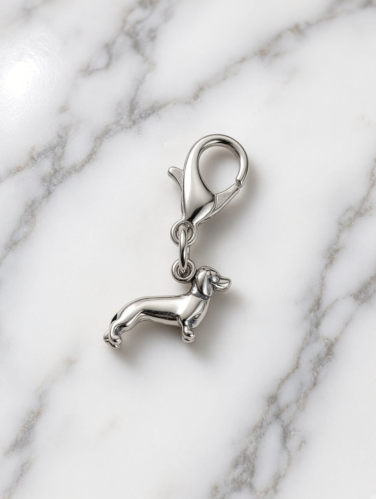Handcrafted Mini Dachshund Dog Charm Sterling Silver