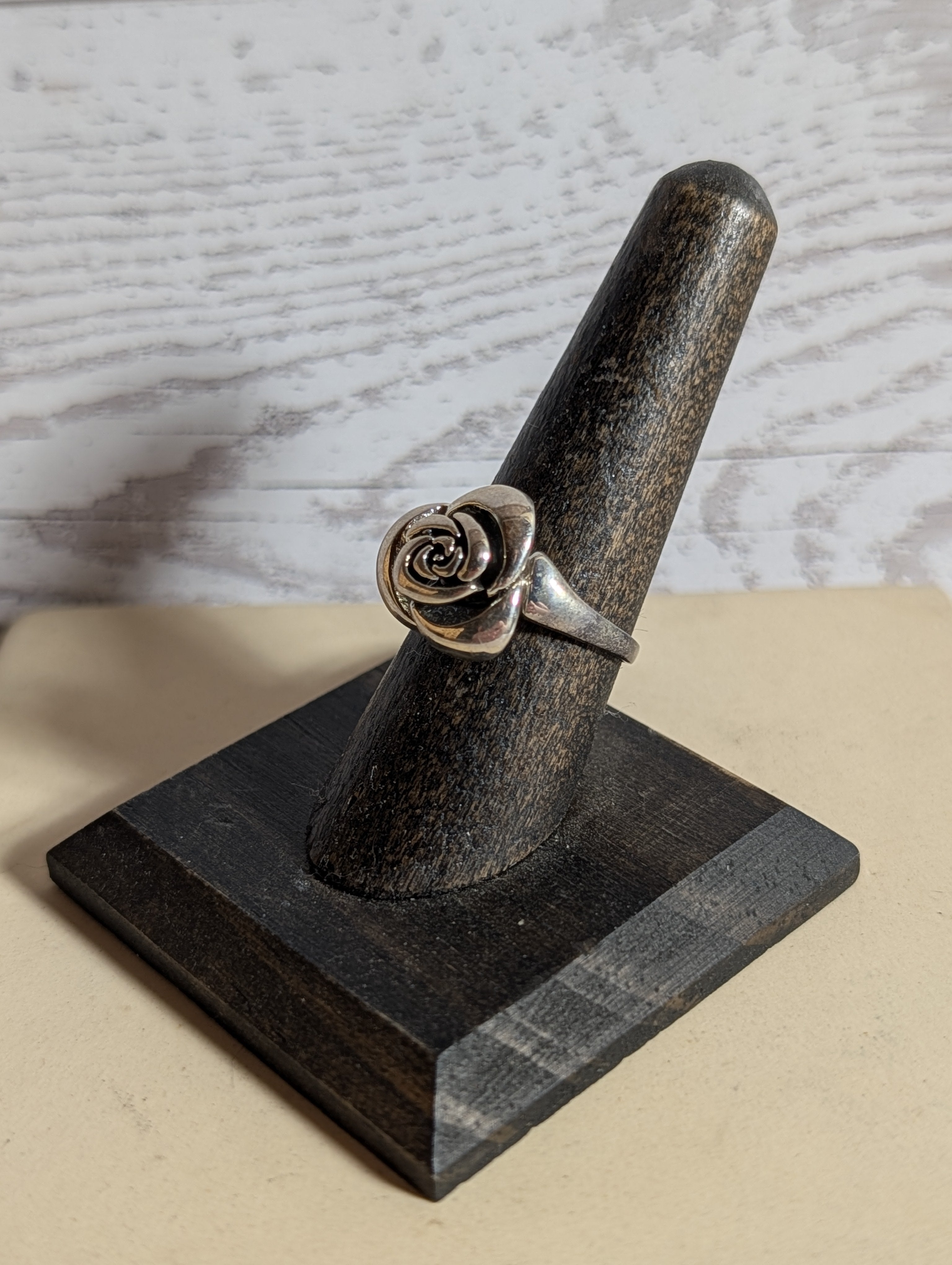 Sculpted Rose Flower Ring Size 7.5
