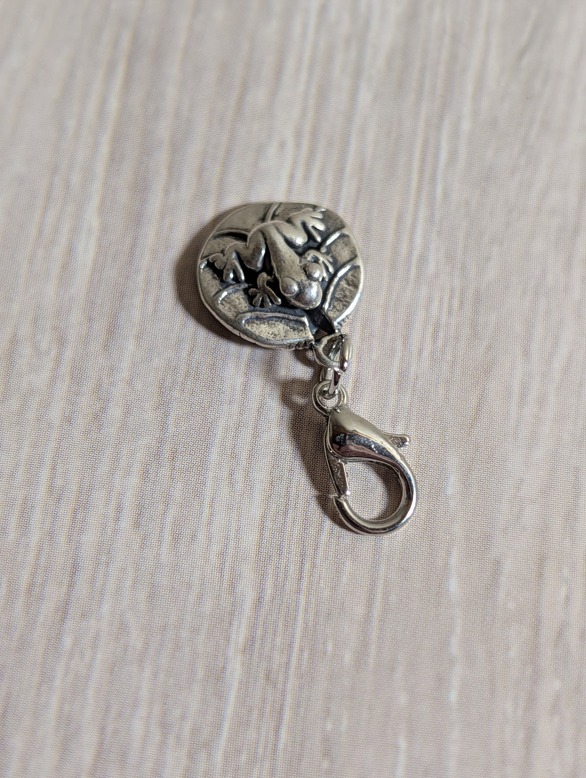 Handcrafted Frog On A Leaf Charm Sterling Silver