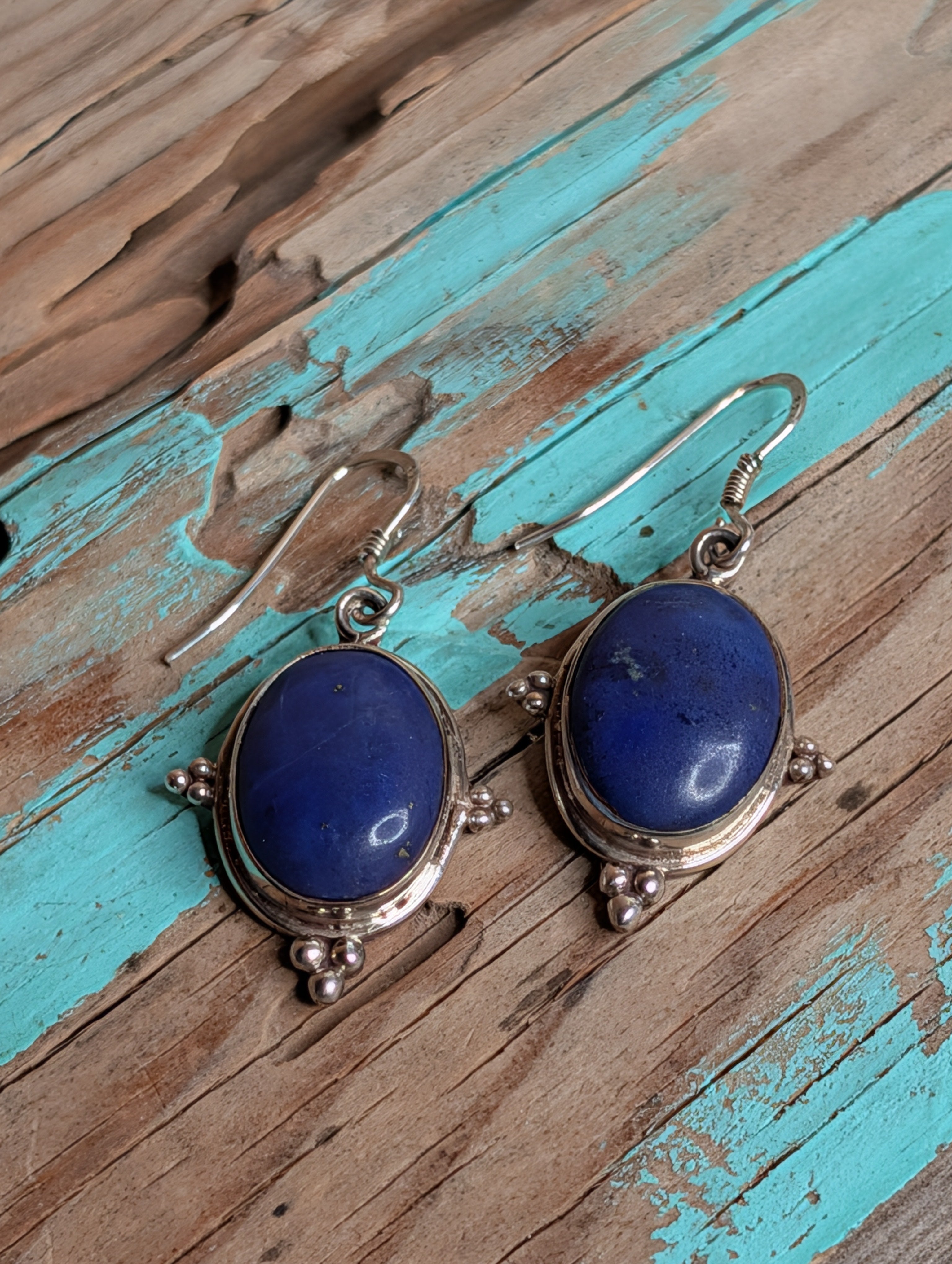 Sterling Silver Deep Blue Lapis Dangle Earrings