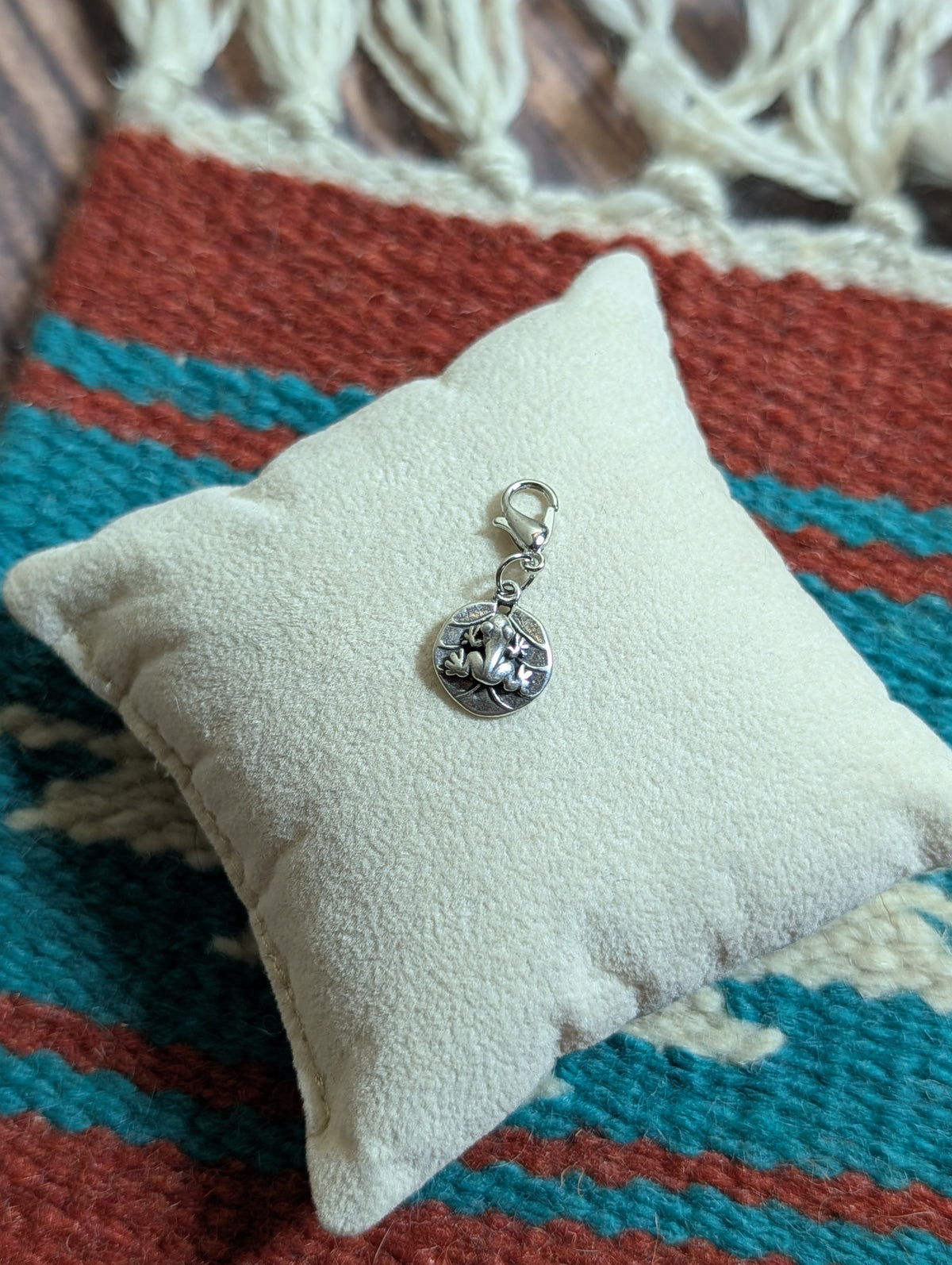 Handcrafted Frog On A Leaf Charm Sterling Silver