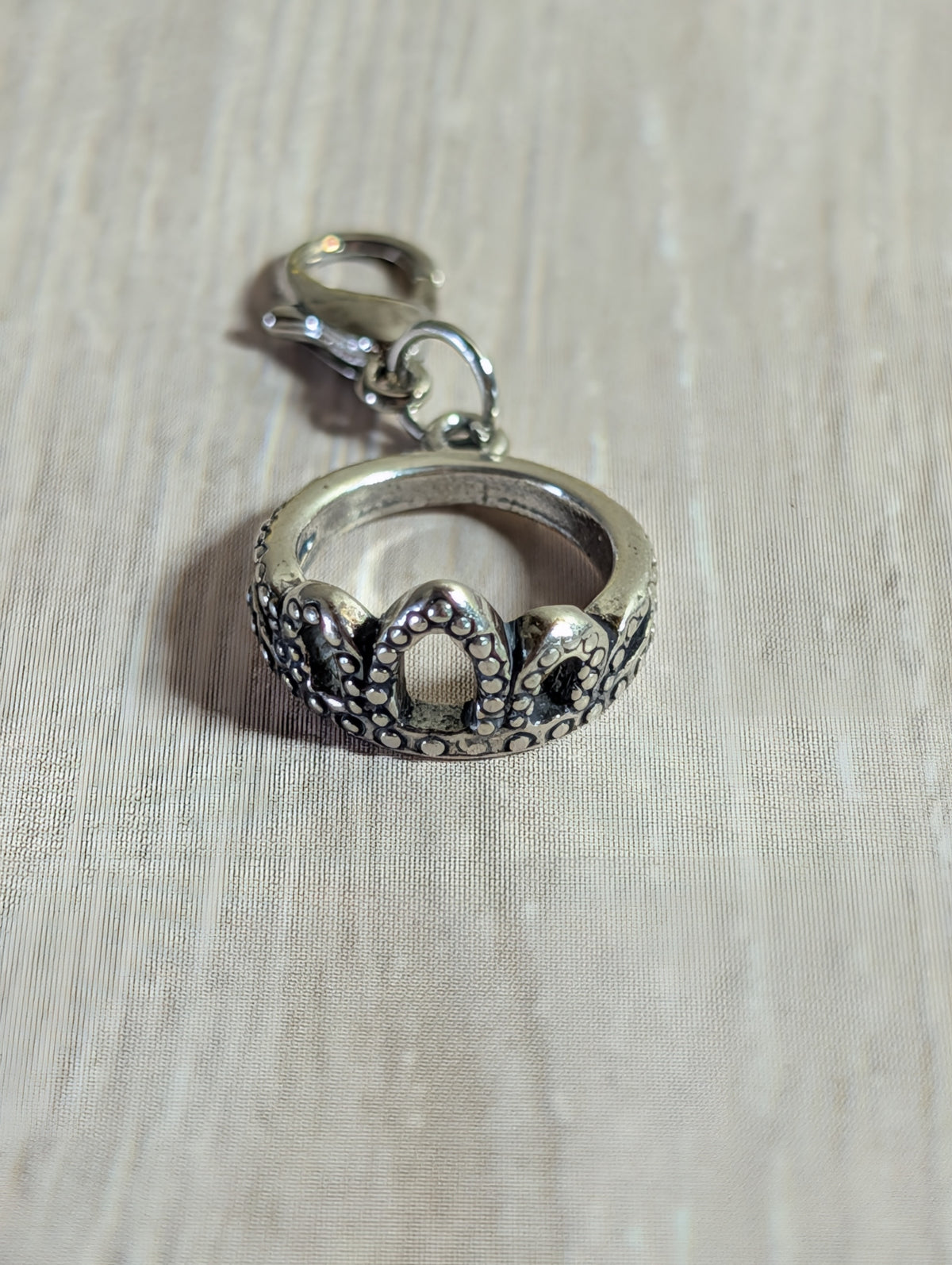 Handcrafted Small Princess Crown Charm Sterling Silver Variant 2