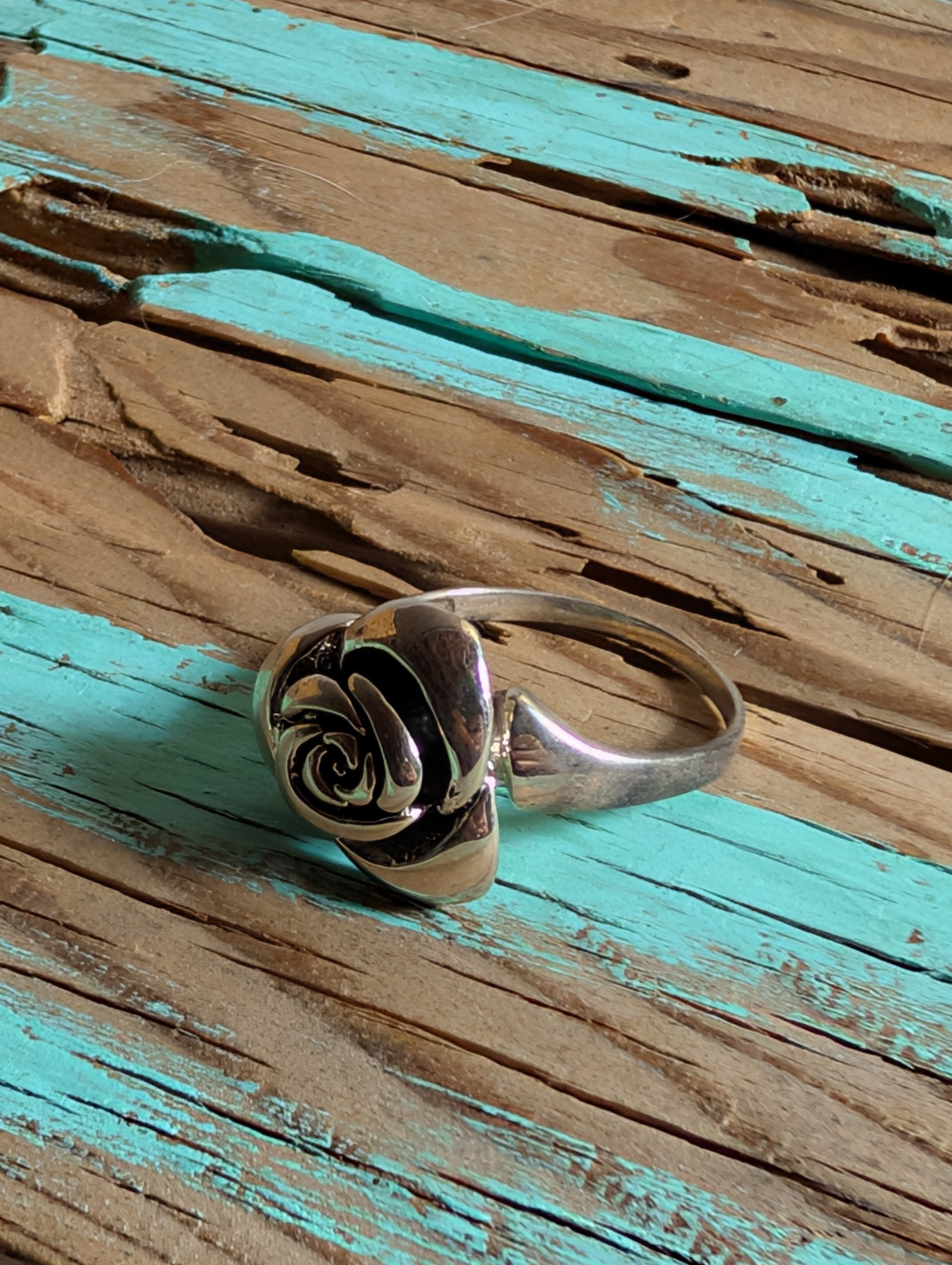 Sculpted Rose Flower Ring Size 7.5