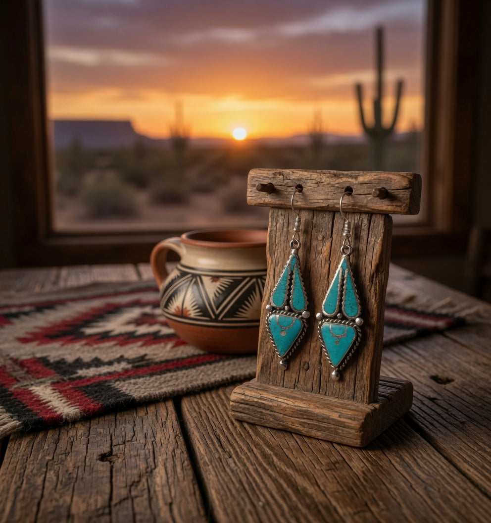 Turquoise Dangle Earrings – Classic Southwest Style