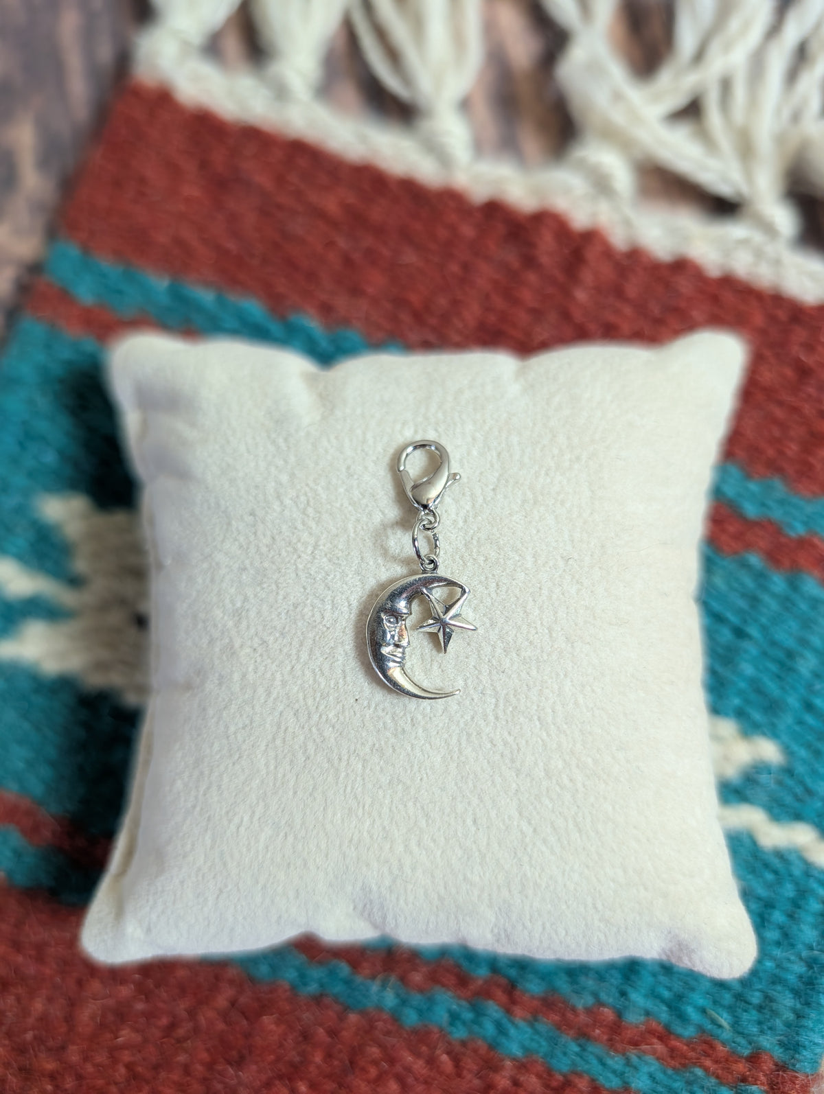 Handcrafted Man On The Moon With Star Charm Sterling Silver