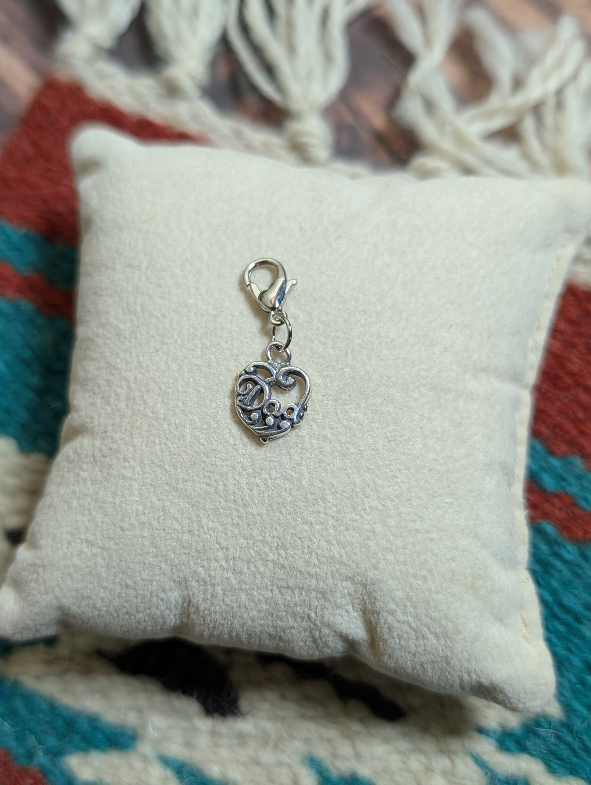 Handcrafted "Dad" Heart Shaped Charm Sterling Silver