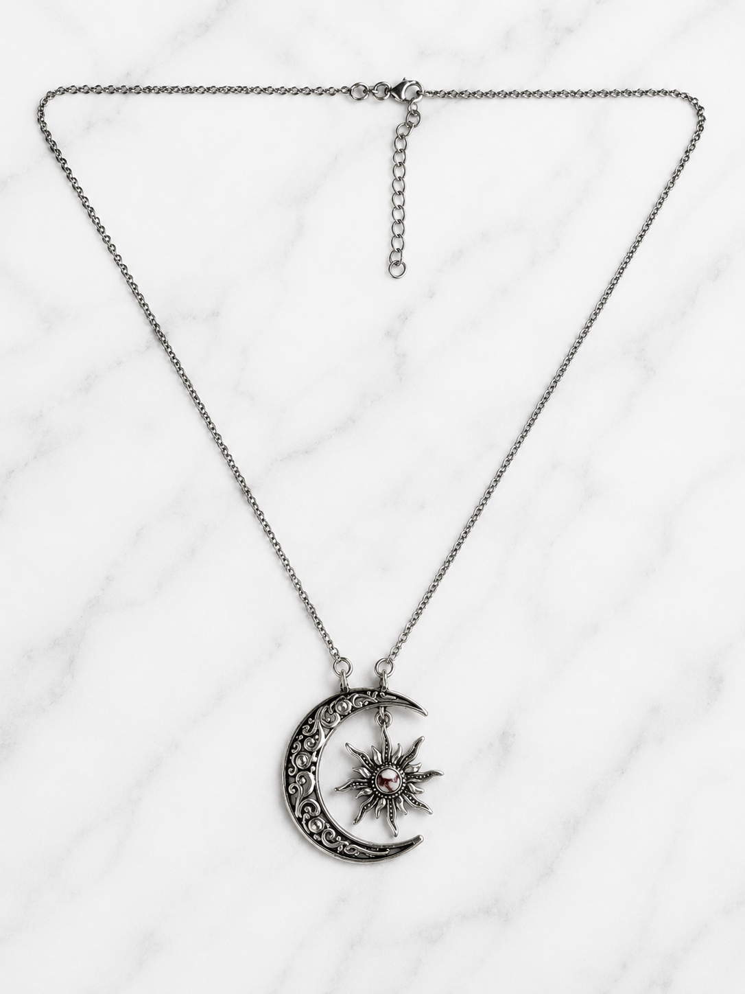 Wild Horse Crescent Sterling Silver Moon and Star Necklace