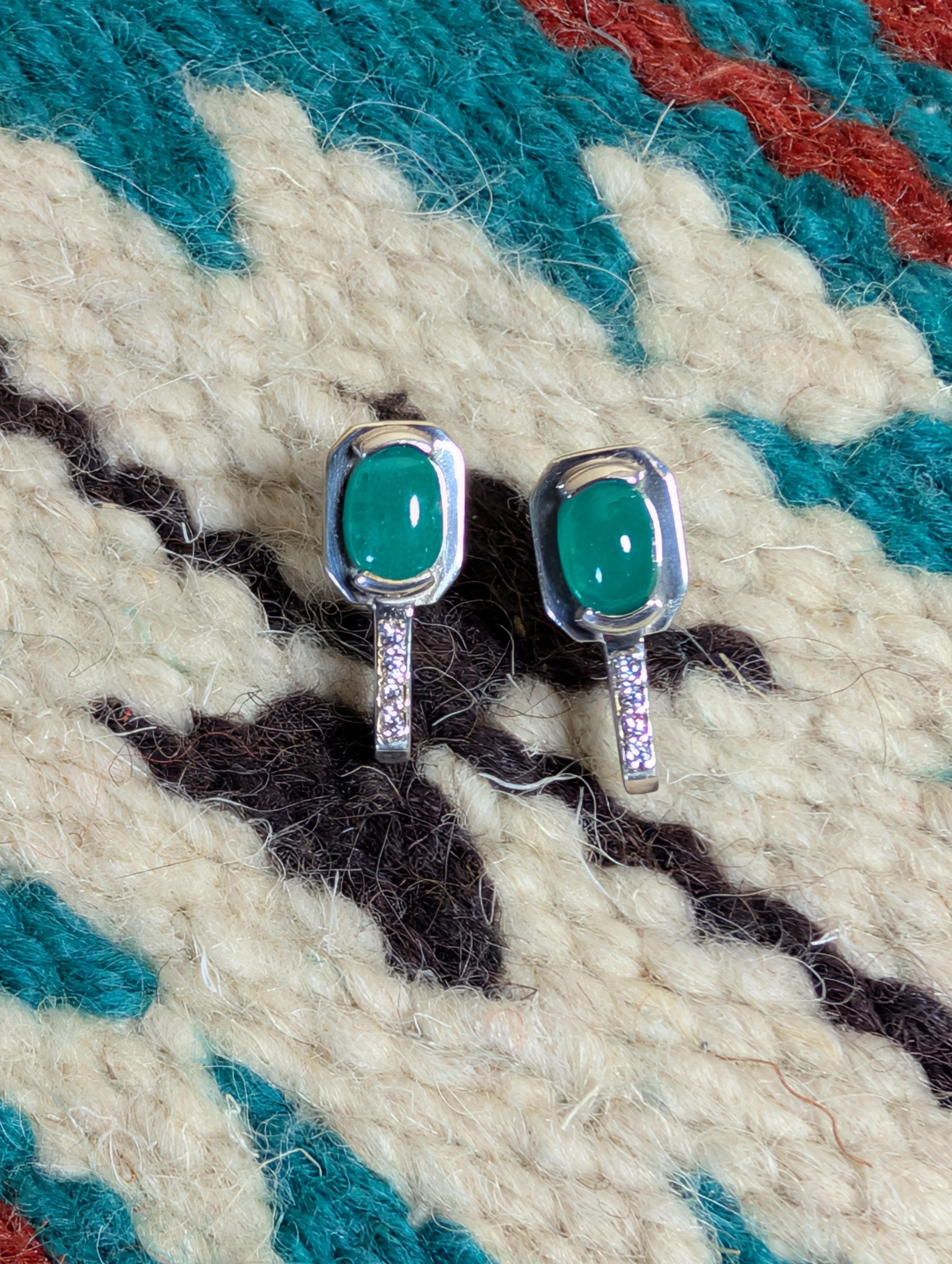 Emerald Earrings Set in Sterling Silver 1ct set 5B