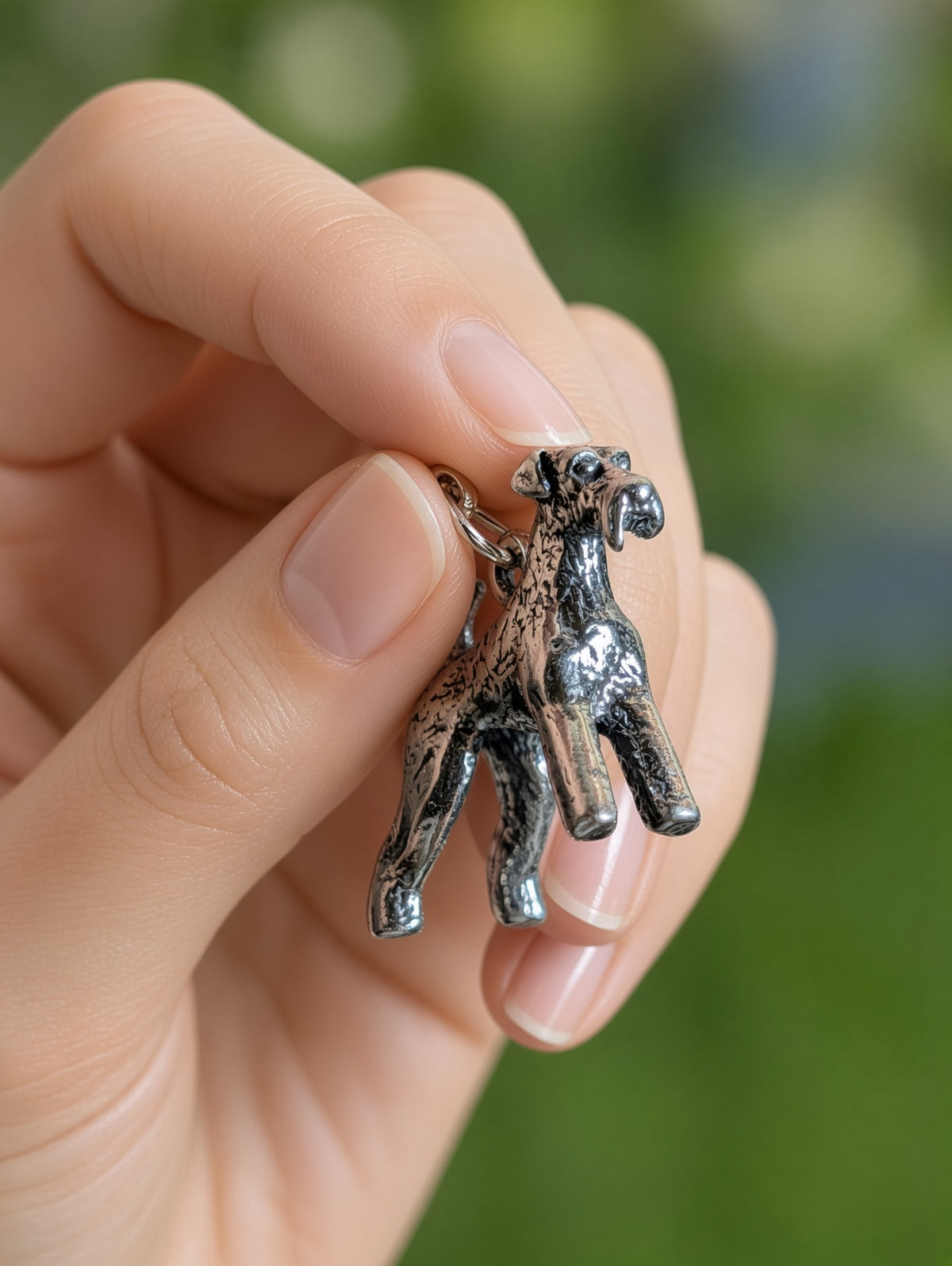 Handcrafted Airedale Terrier Dog Charm Sterling Silver