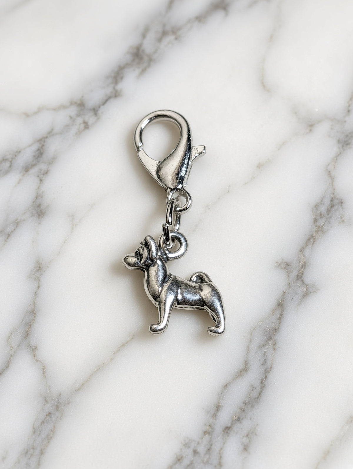 Handcrafted Mini Akita Dog Charm Sterling Silver