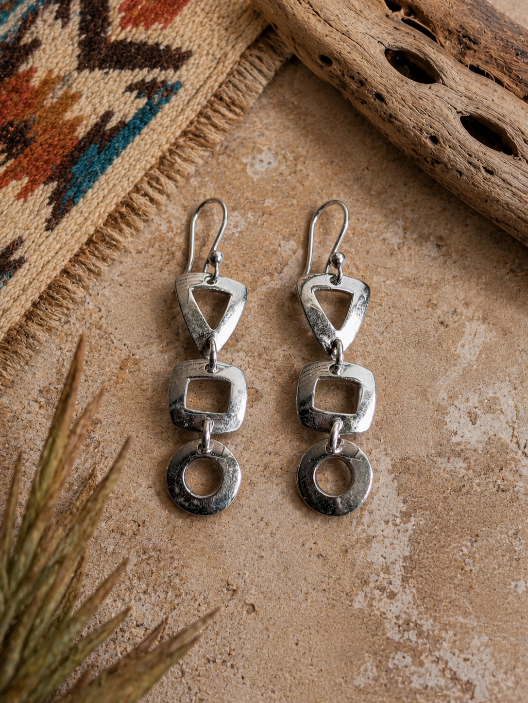 Handcrafted Sterling Silver Modern Geometric Shaped Earrings