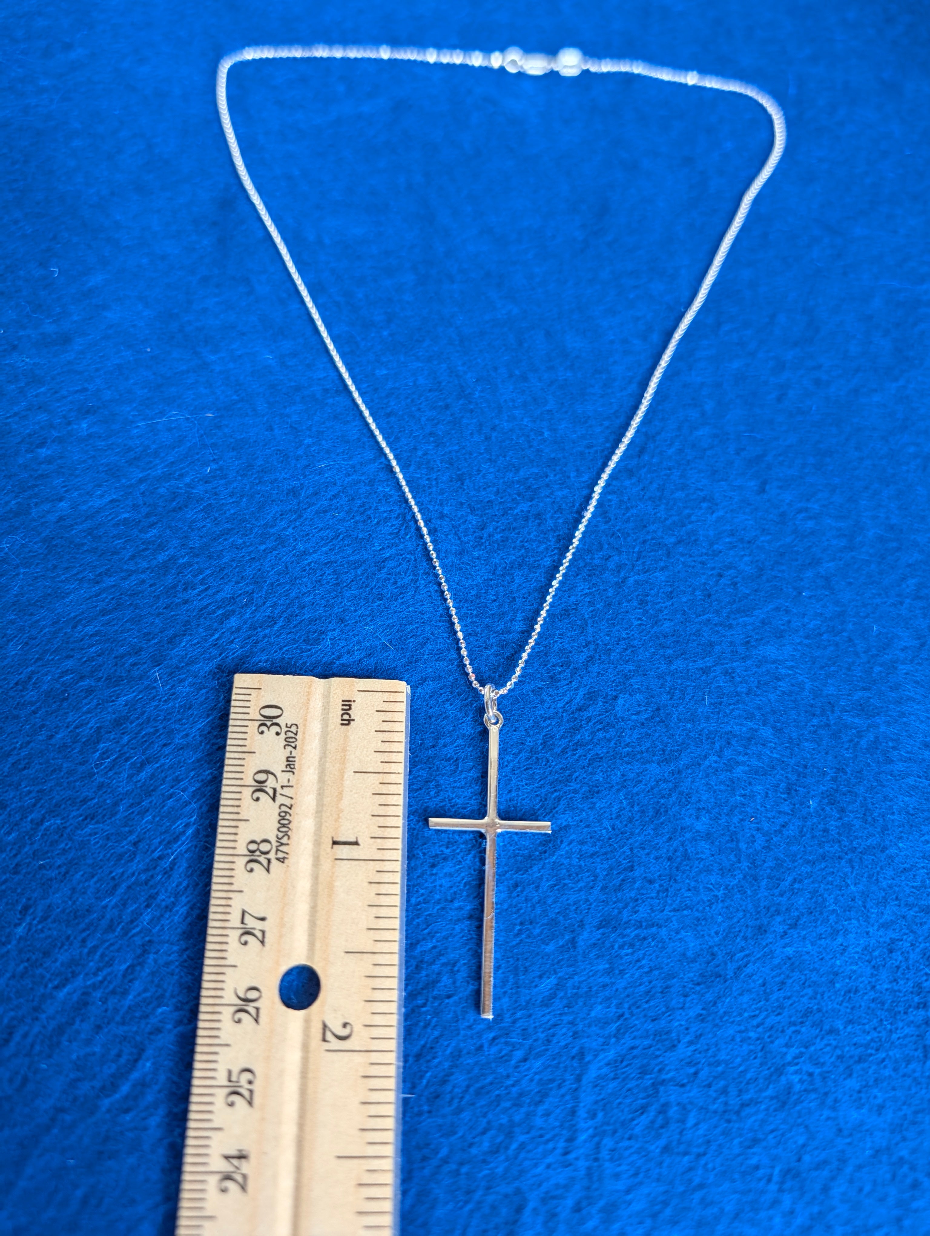 Sterling Silver Large & Slim Simple Cross Necklace