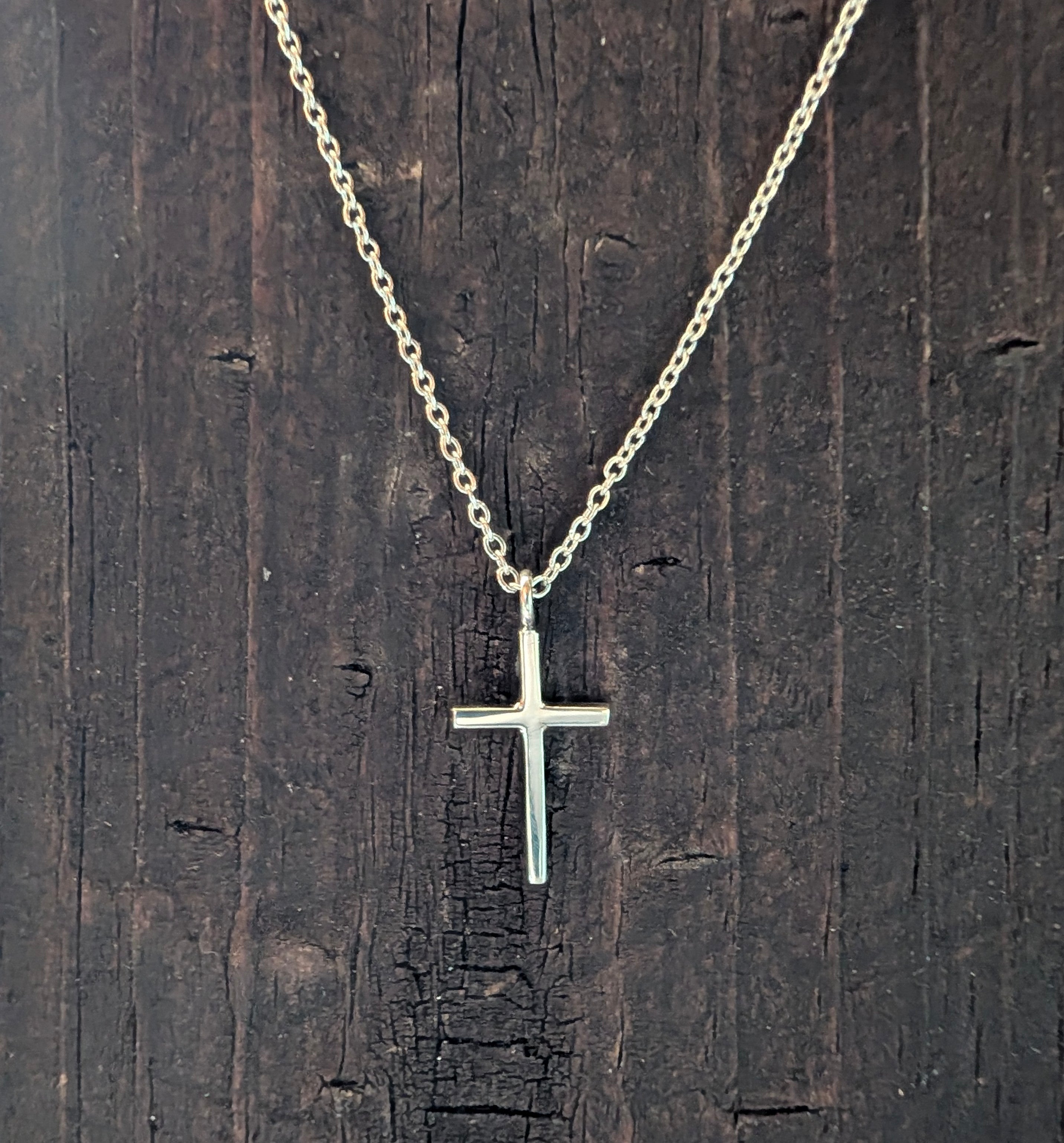 Sterling Silver Christian Crucifix Simplistic Cross Pendant Necklace