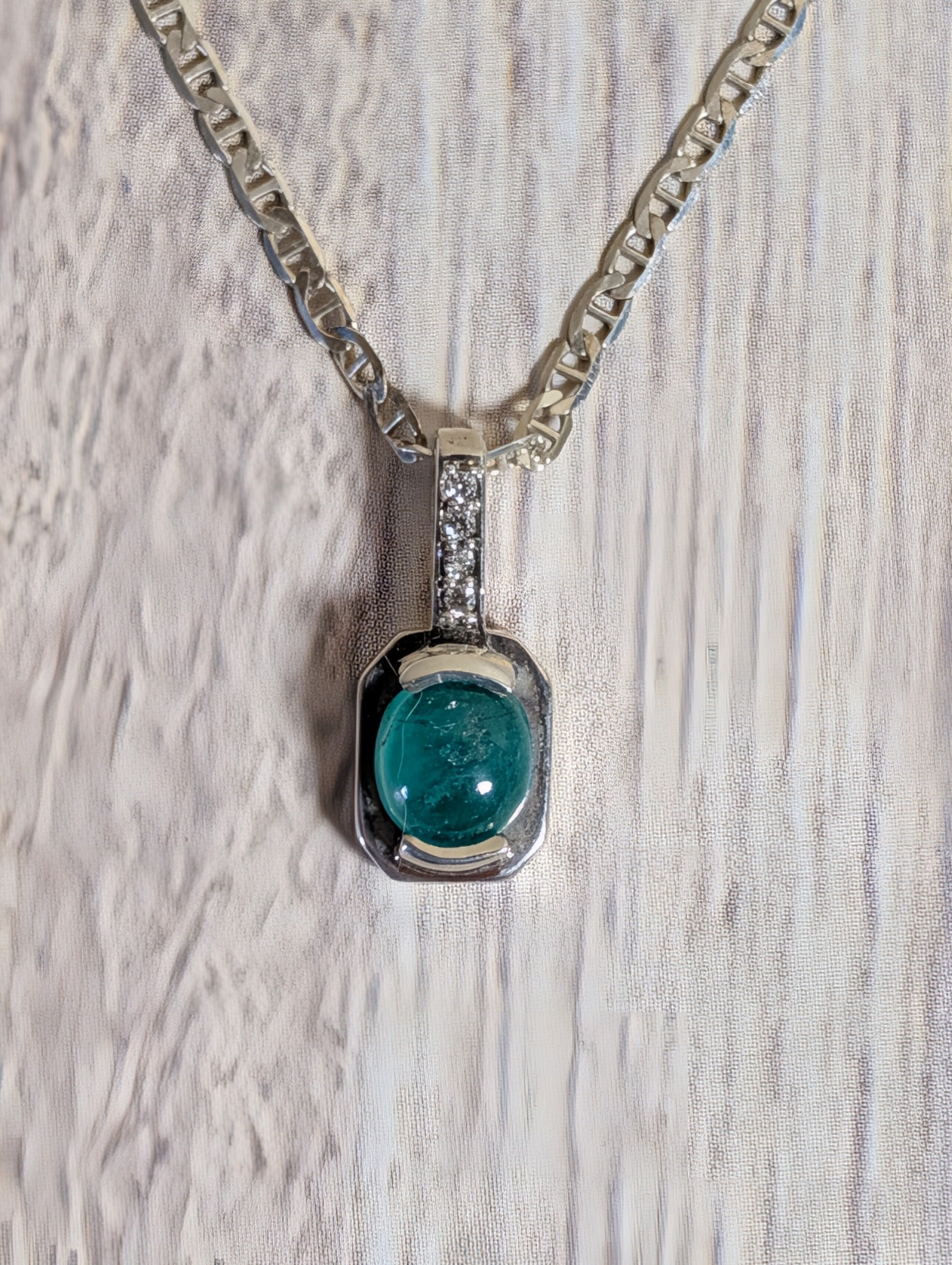 Emerald Necklace Set in Sterling Silver 1ct set 5A