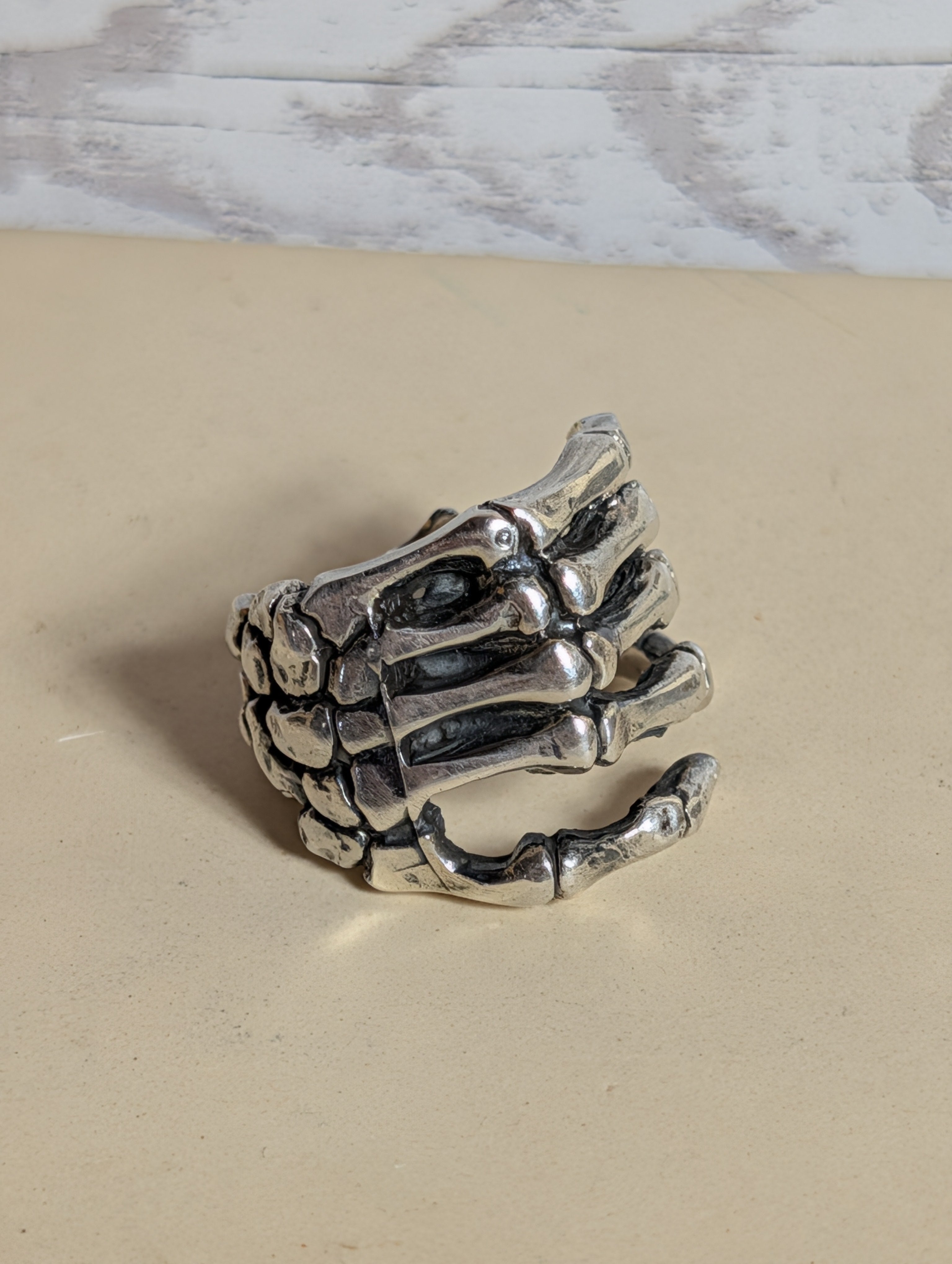Sterling Silver Skeleton Hand Shaped Ring Size 10
