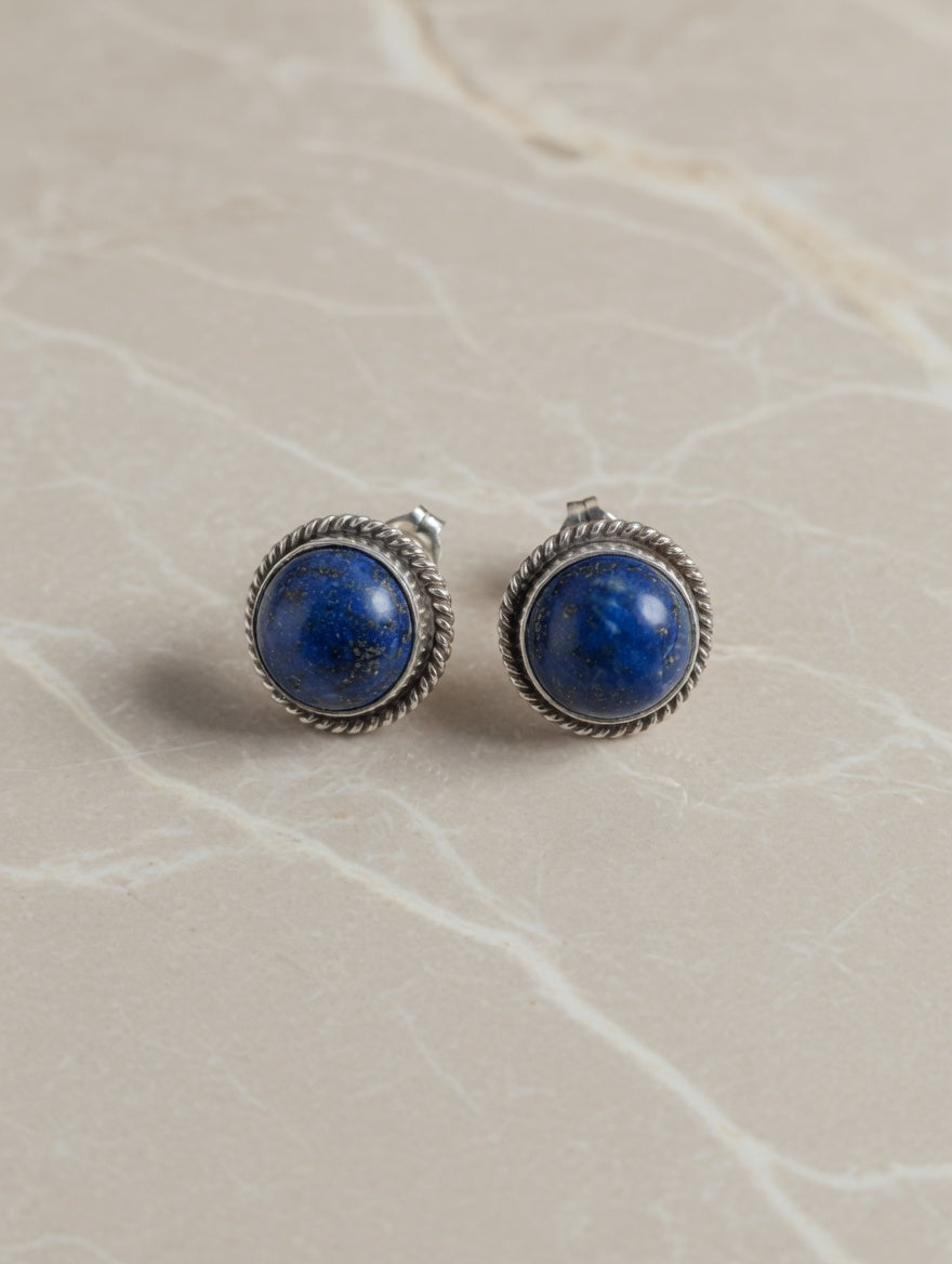 Sterling Silver Deep Blue Lapis Stud Earrings
