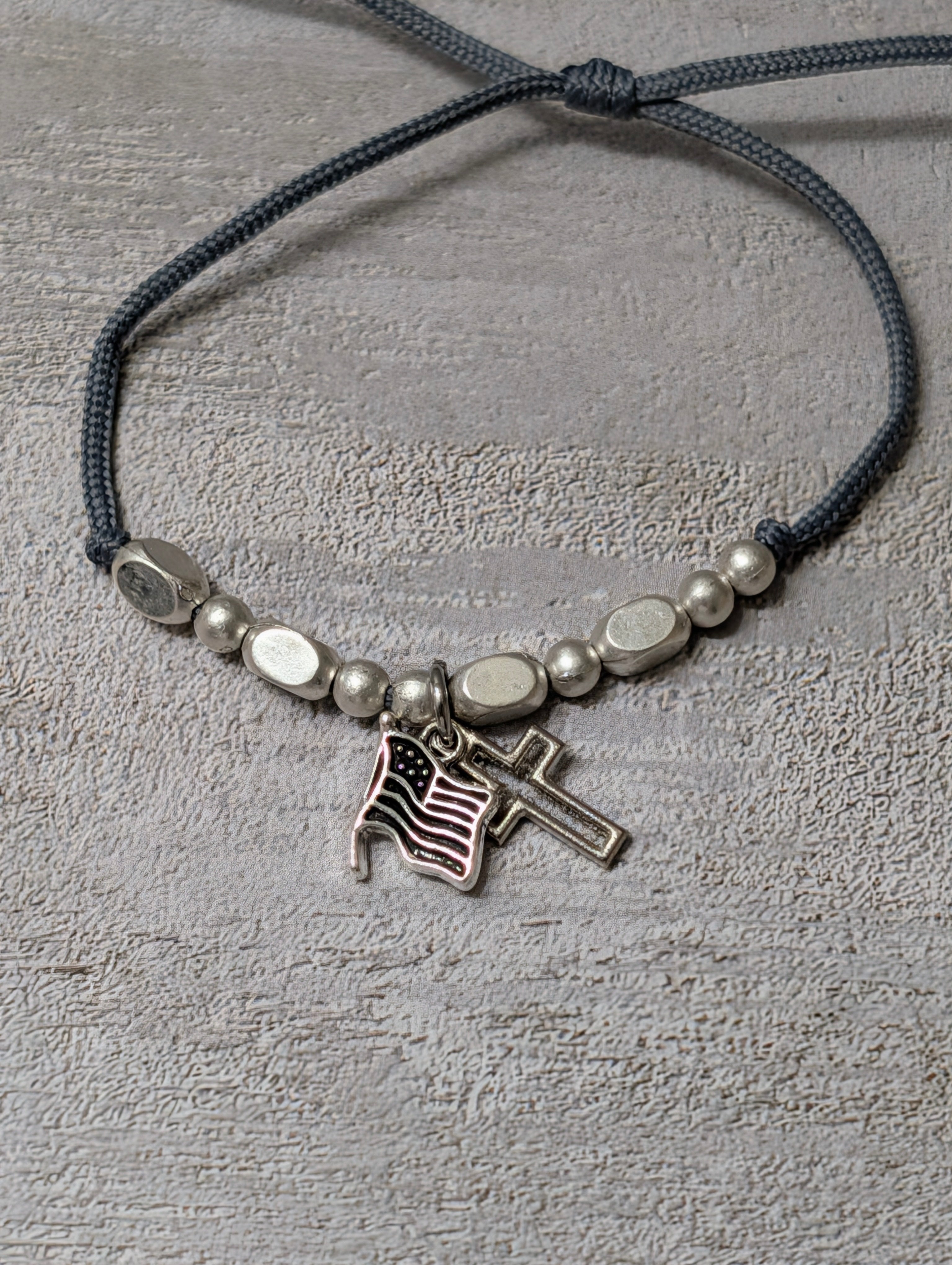God Bless America Cross Bracelet (Gray)