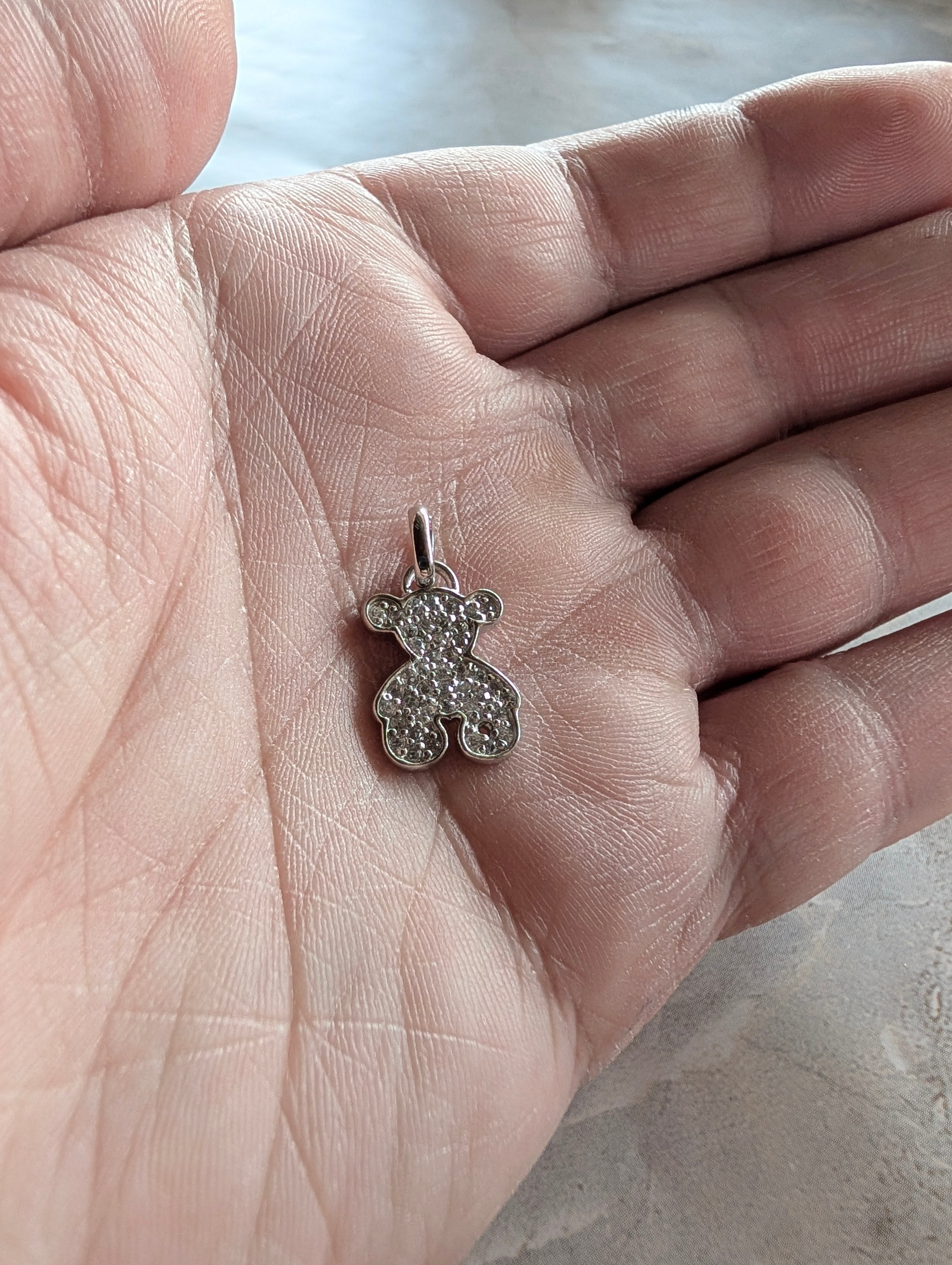 Sterling Silver CZ Bear Shaped Earrings & Pendant Jewelry Set