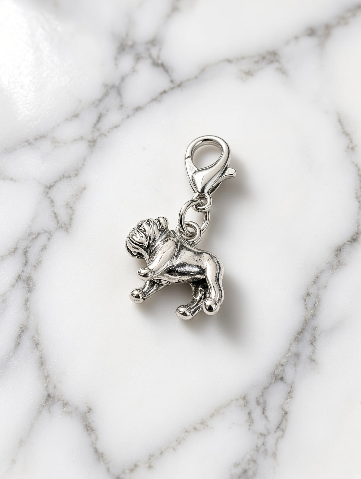 Handcrafted English Bulldog Charm Sterling Silver