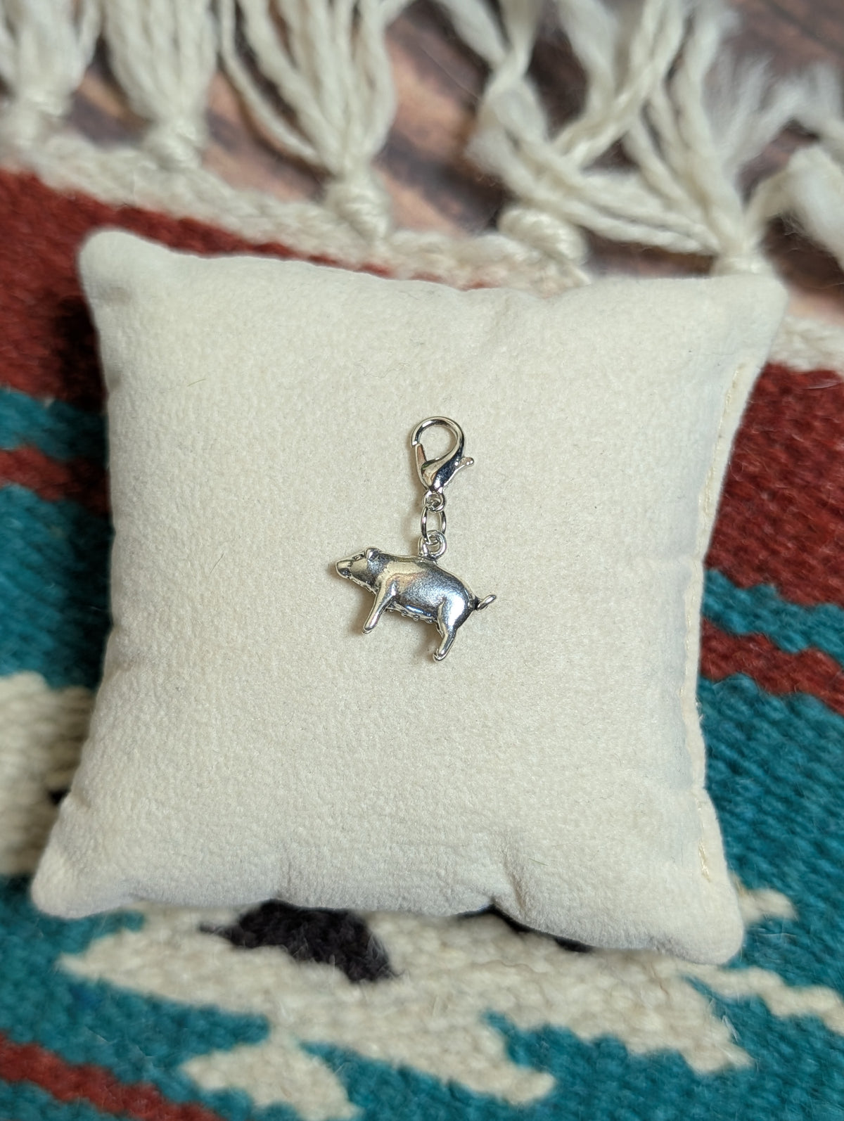 Handcrafted Pig Charm Sterling Silver