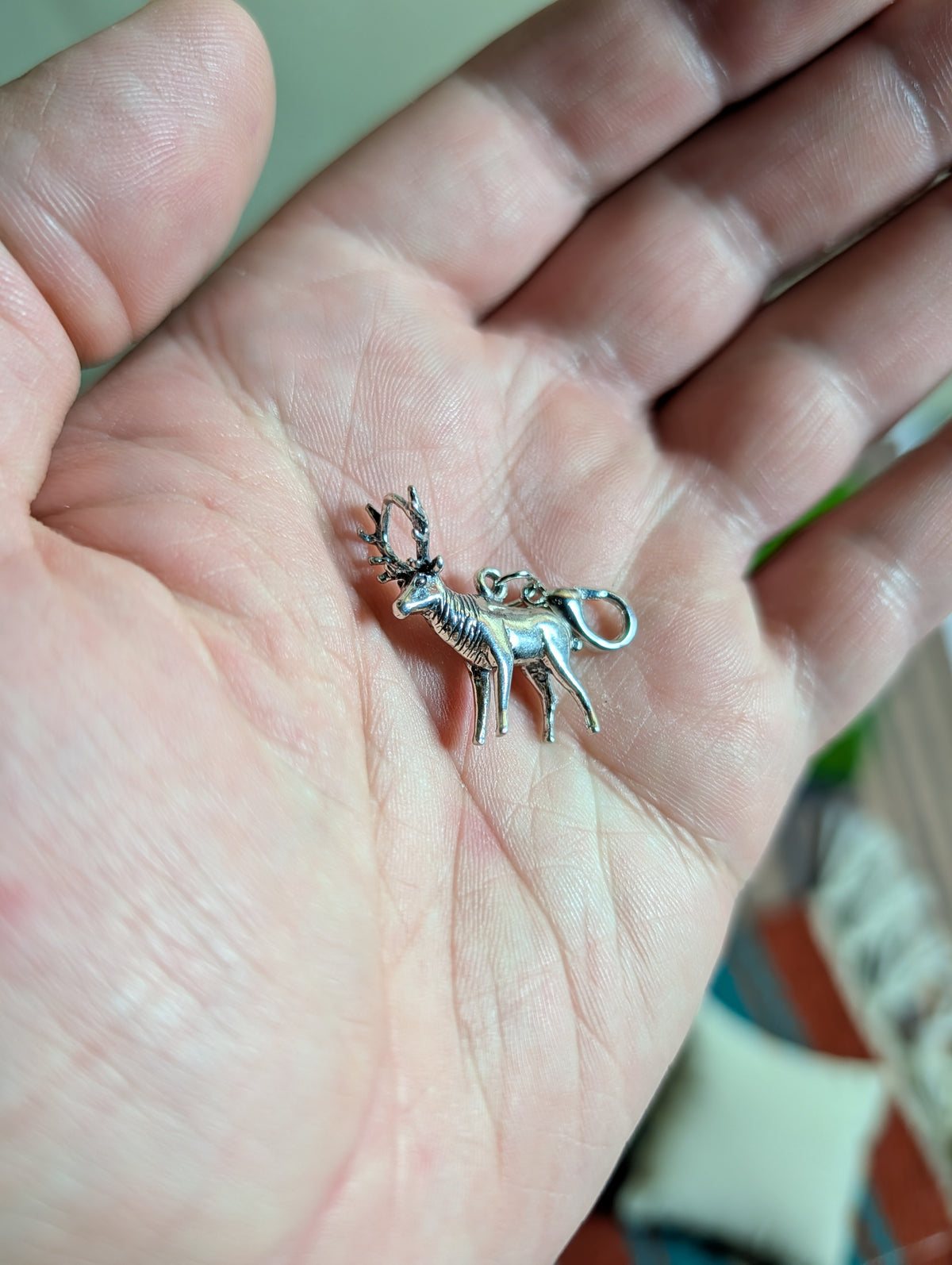 Handcrafted Elk Charm Sterling Silver