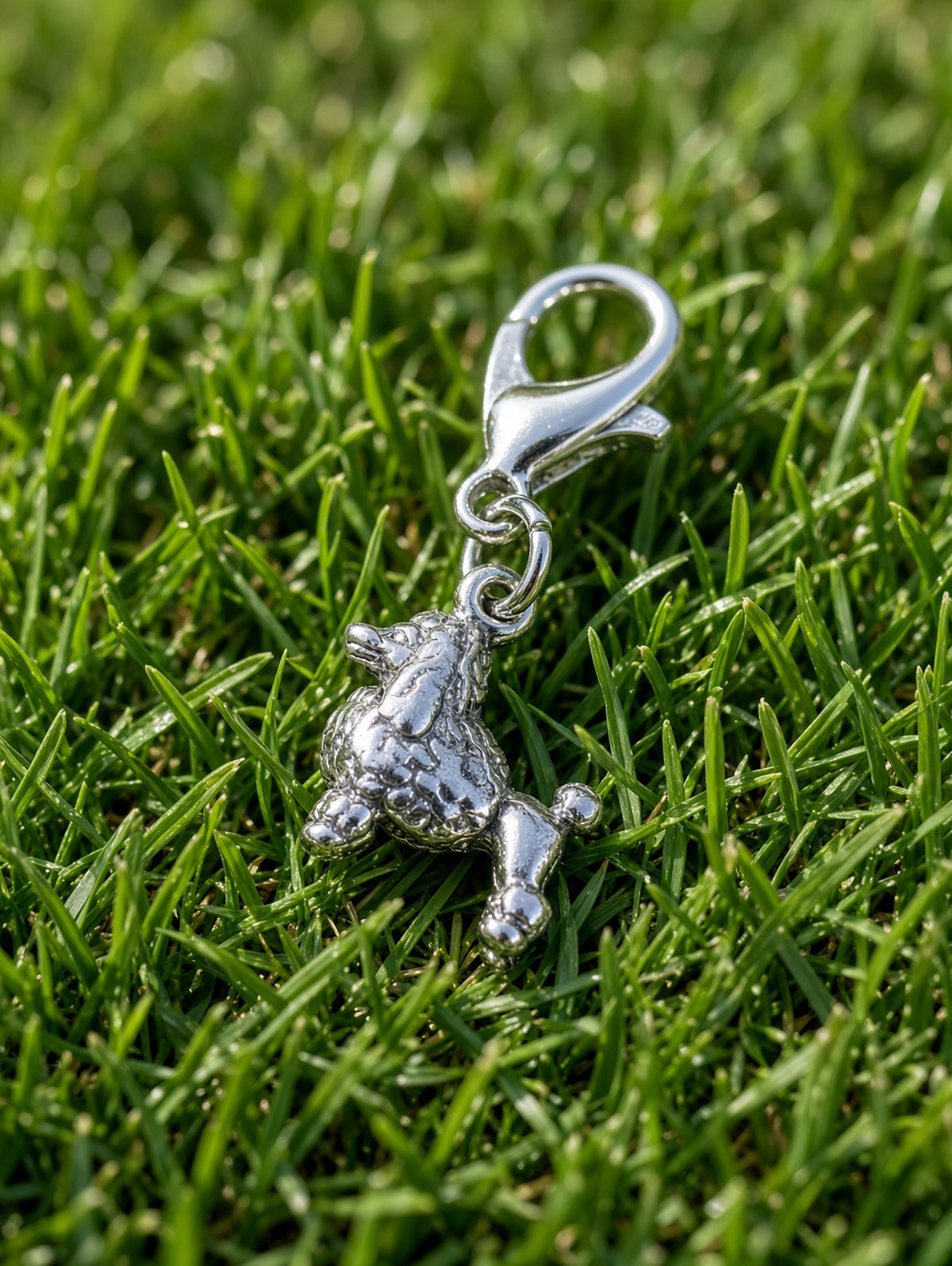 Handcrafted Mini Poodle Dog Charm Sterling Silver