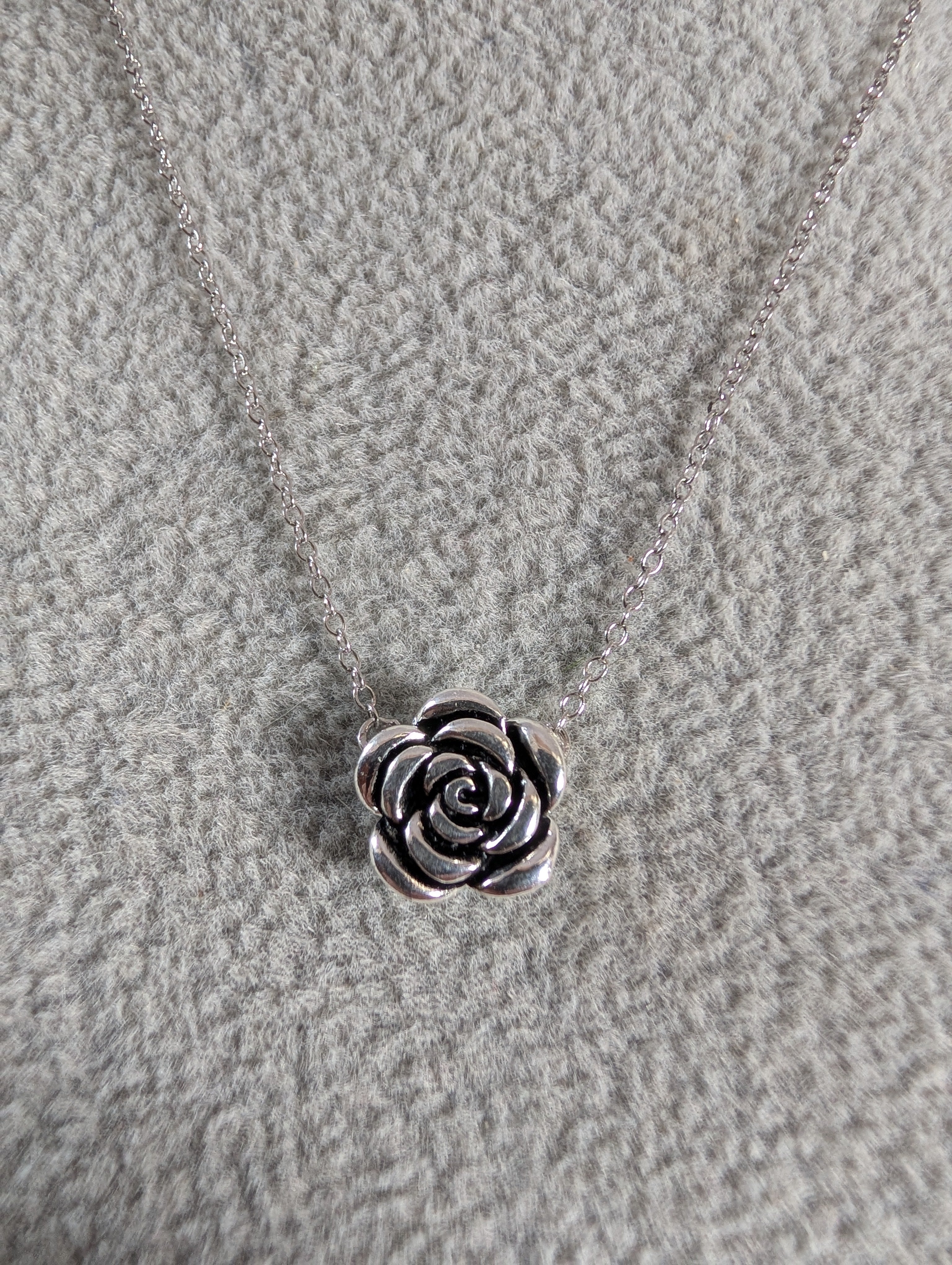 Rose Flower Sterling Silver Necklace