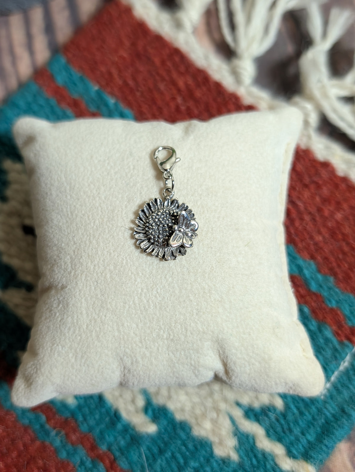Handcrafted Sunflower Charm Sterling Silver
