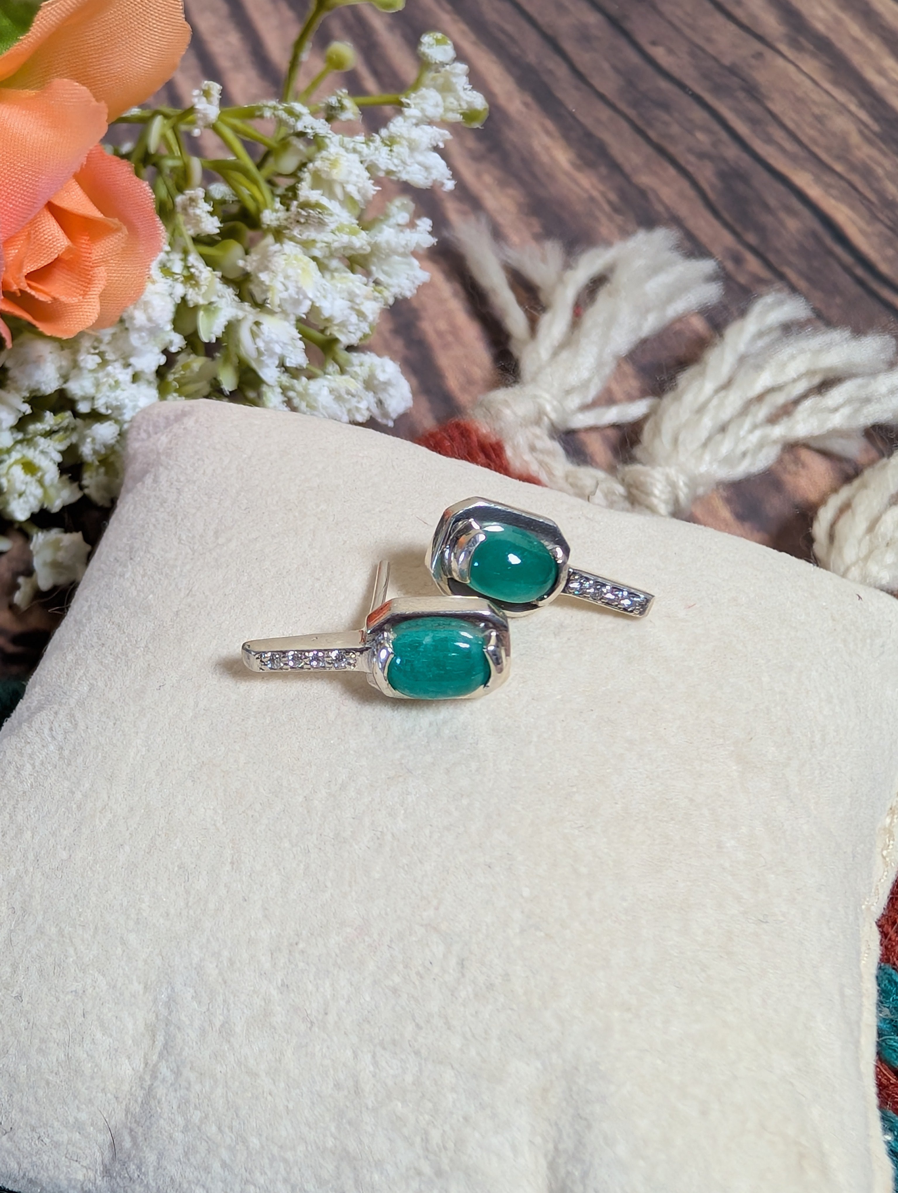 Emerald Earrings Set in Sterling Silver 1ct set 5B