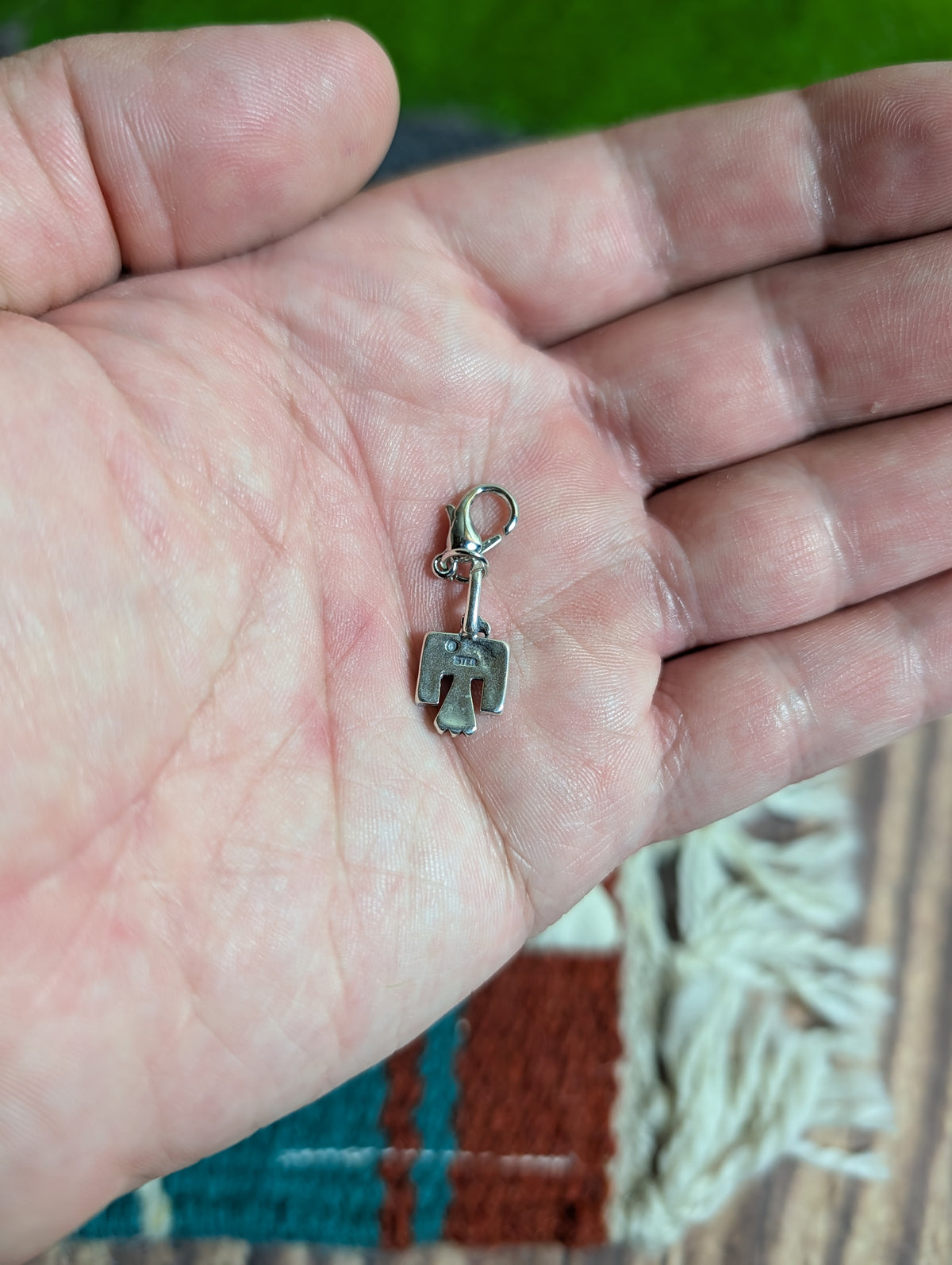 Handcrafted Thunder Bird Charm Sterling Silver