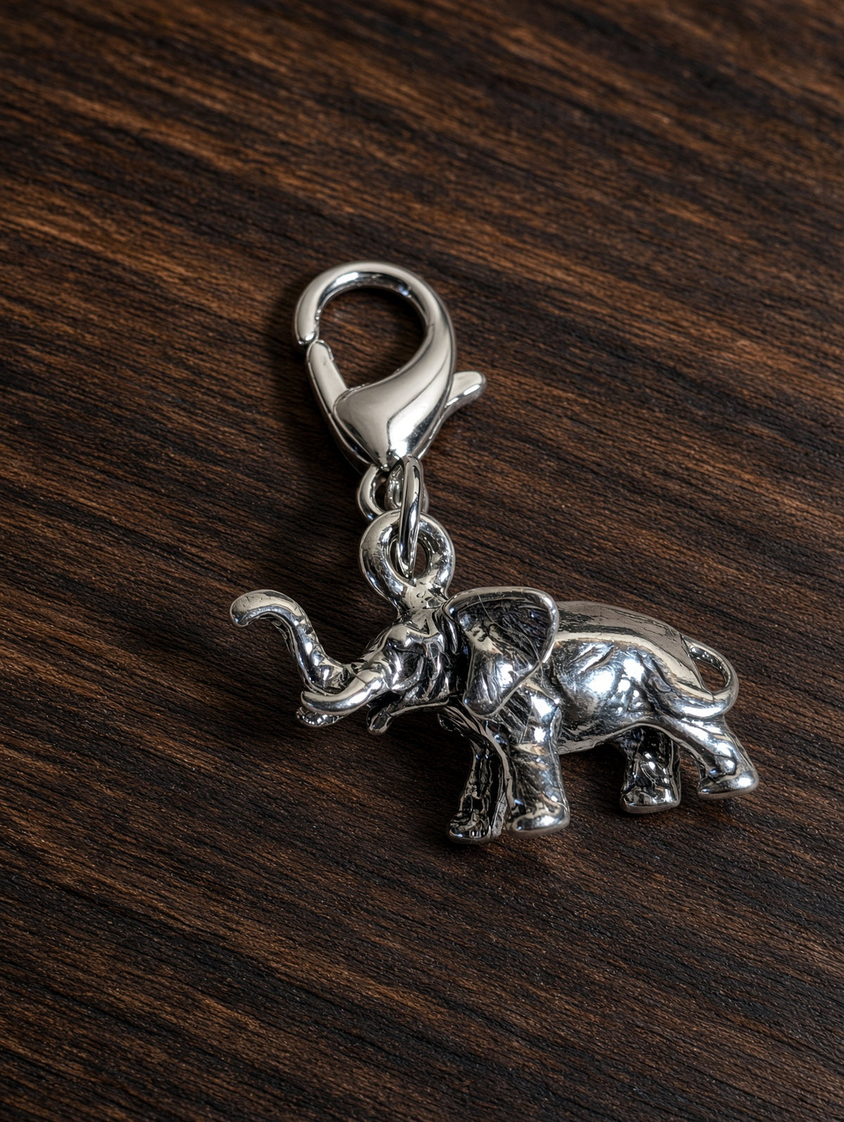 Handcrafted Elephant Charm Sterling Silver