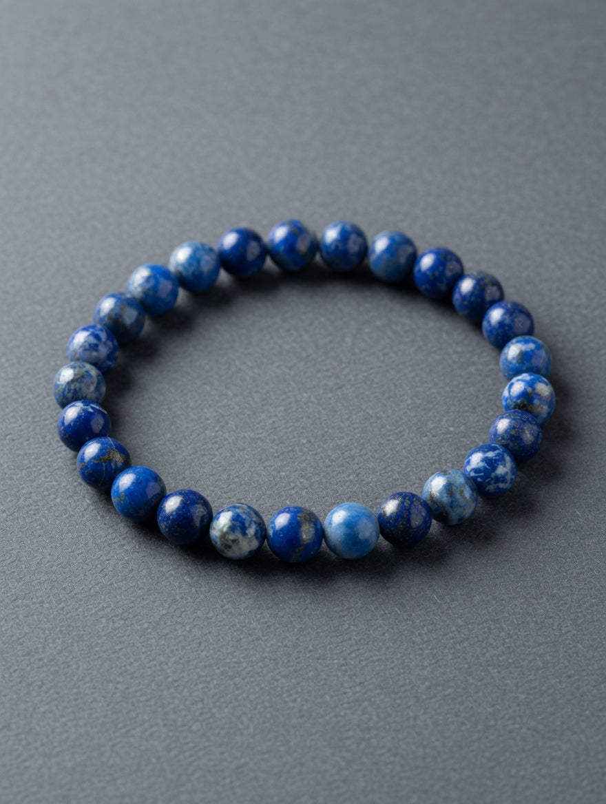 Lapis Beaded Stretch Bracelet 7mm