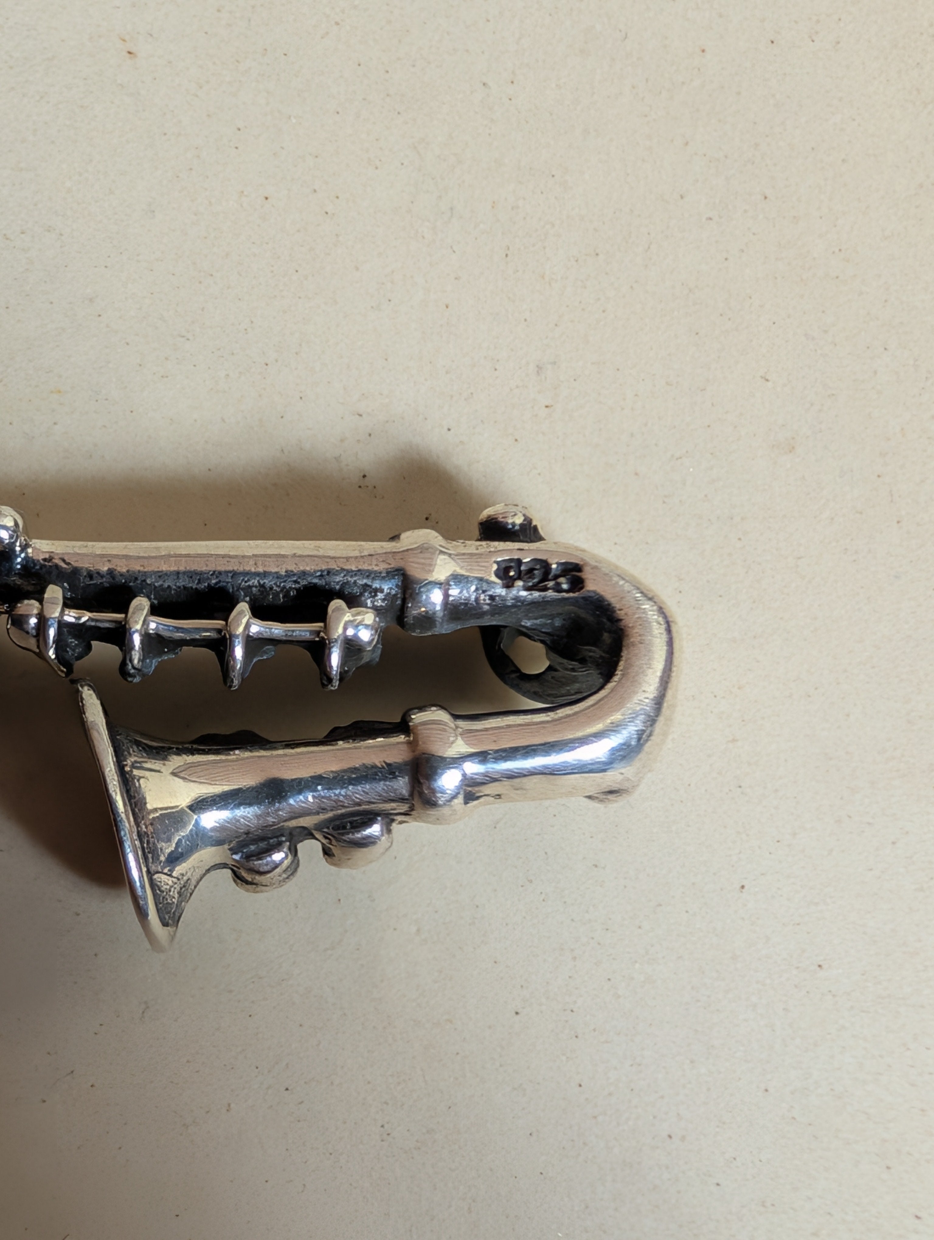 Sterling Silver Saxophone Musical Instrument Pendant